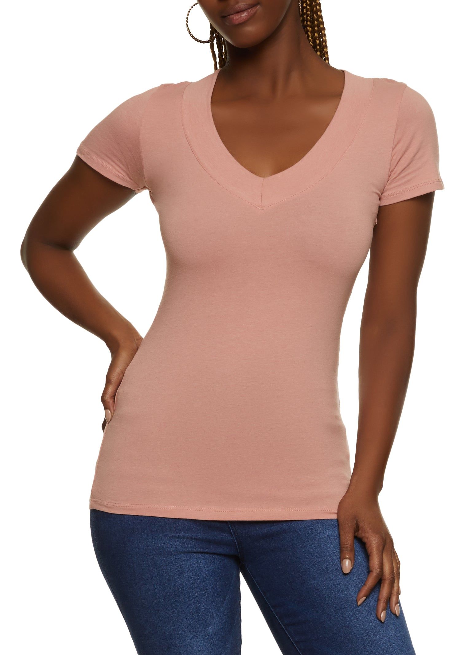 Basic V Neck Short Sleeve Tee sold by Rainbow