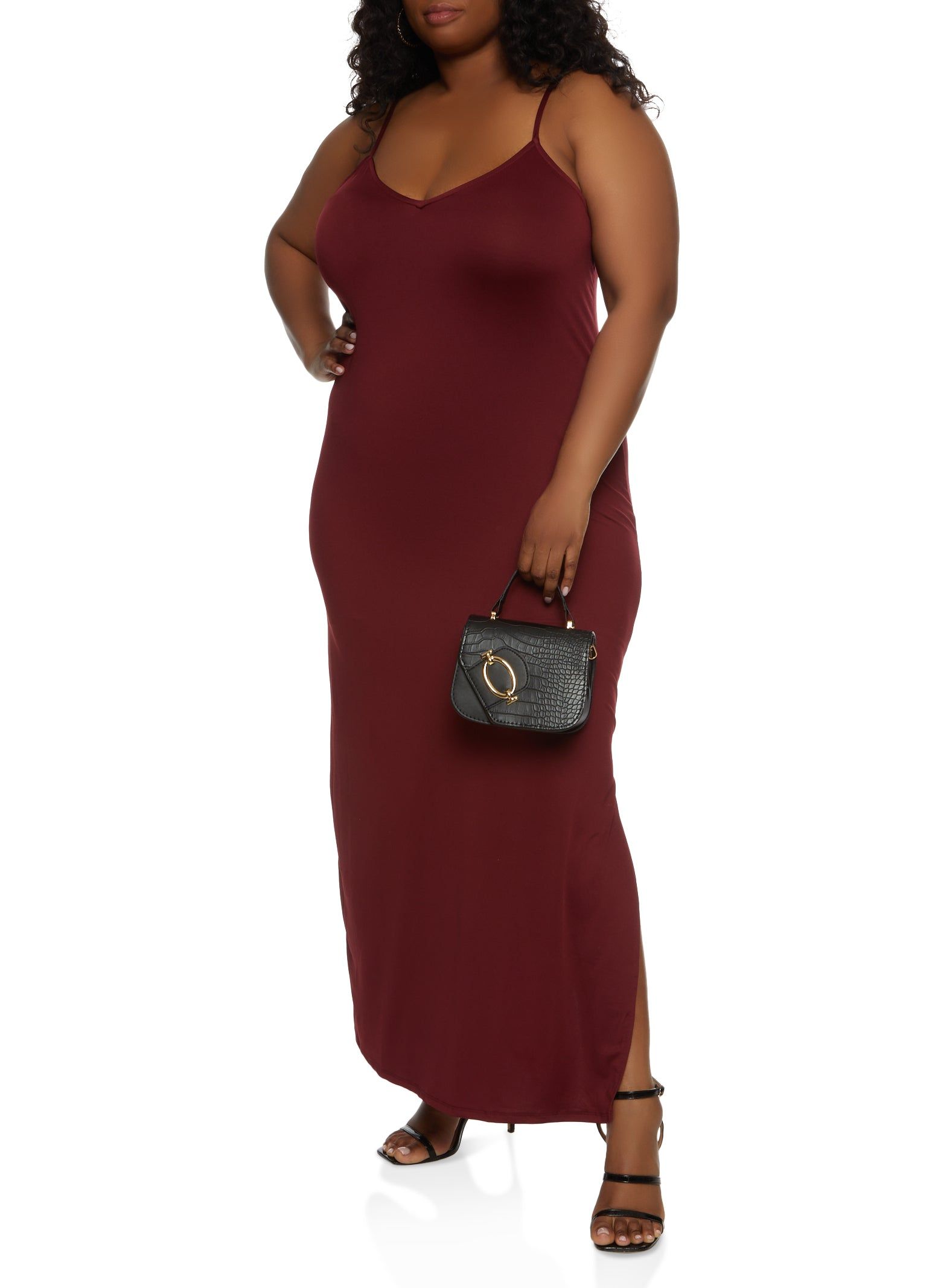 Plus Size Side Slit Cami Maxi Dress sold by Rainbow
