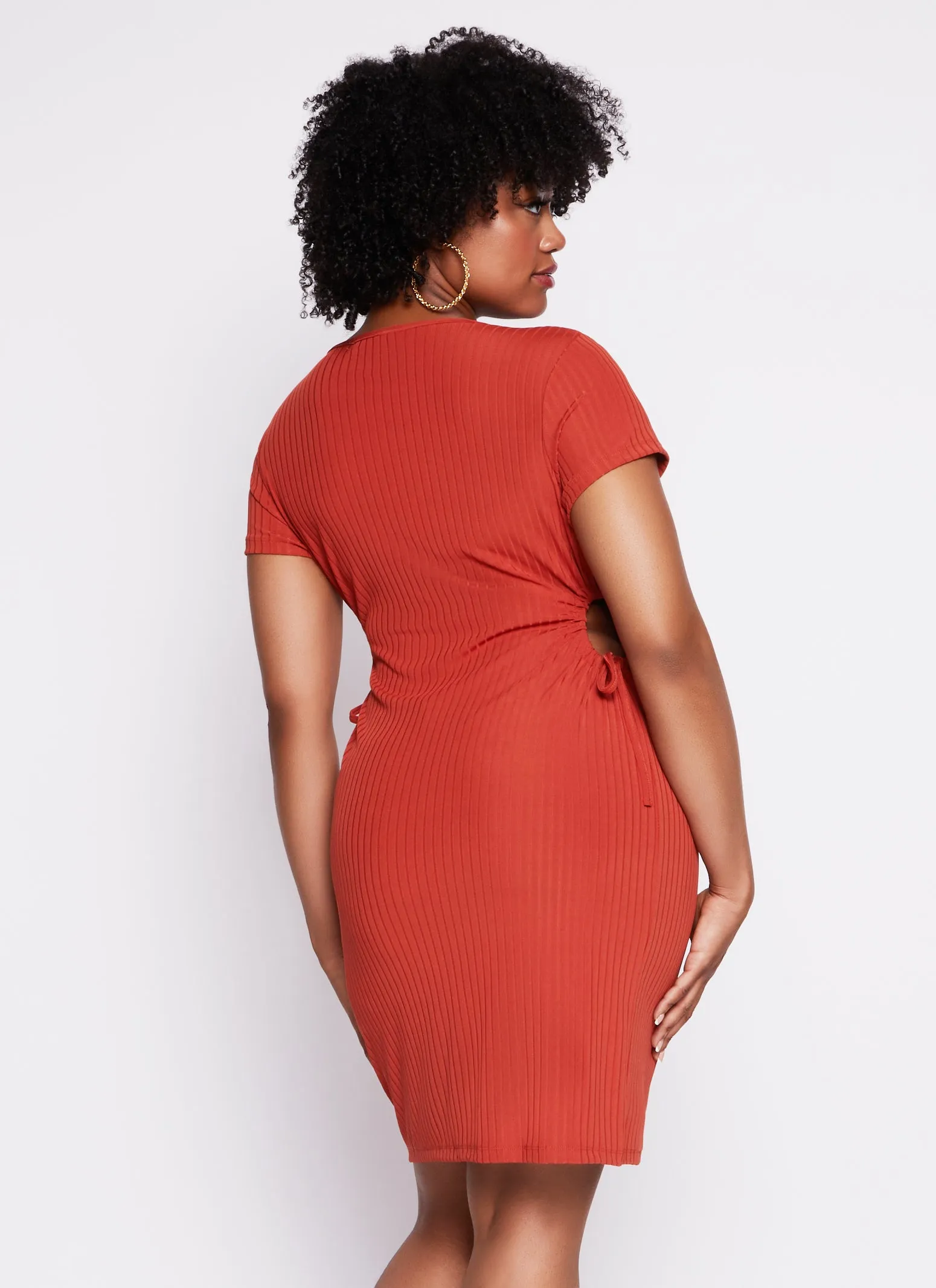 Plus Size Drawstring Cut Out T Shirt Dress sold by Rainbow product image thumbnail 3