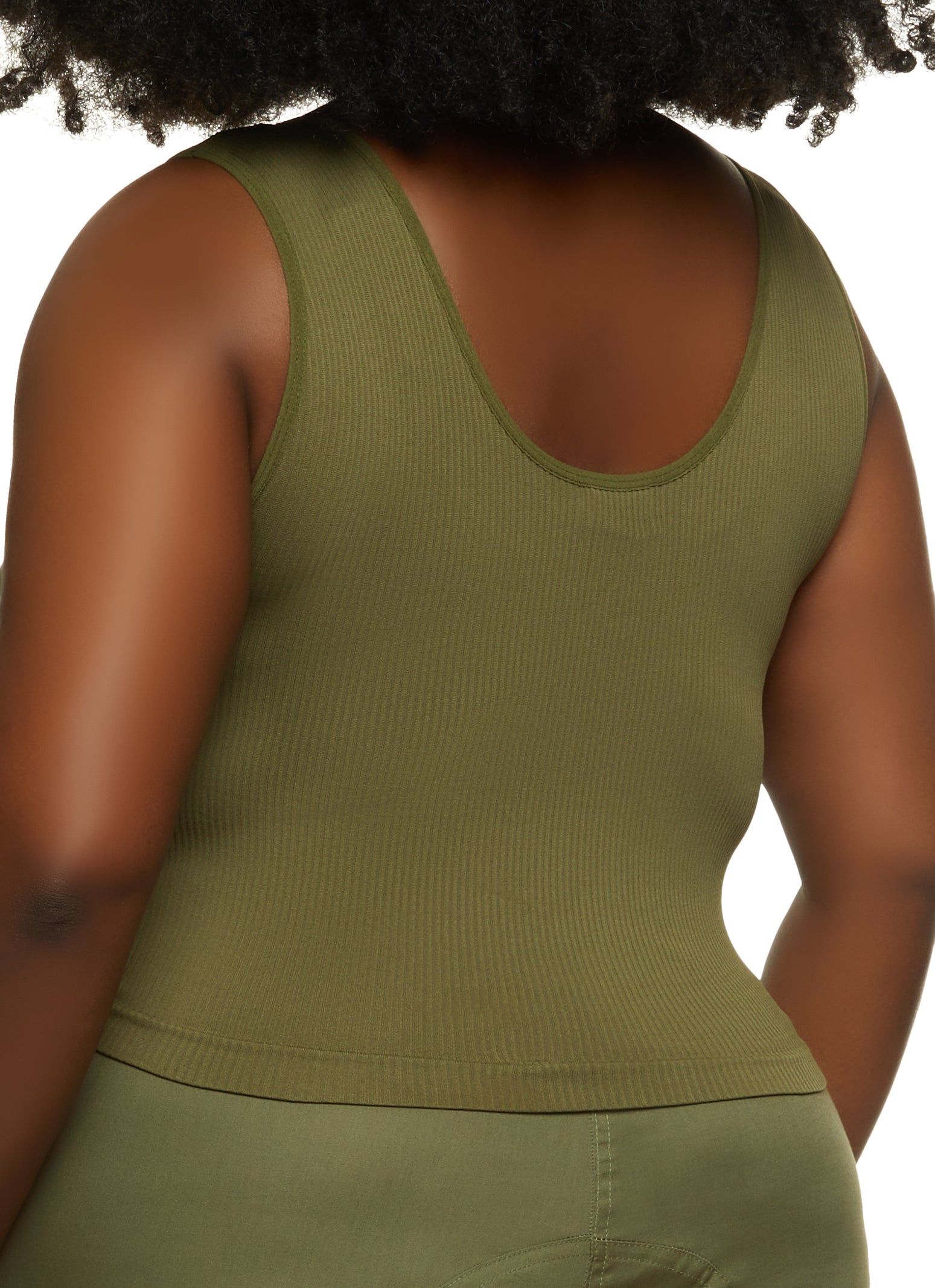Plus Size Ribbed V Neck Tank Top sold by Rainbow product image thumbnail 2