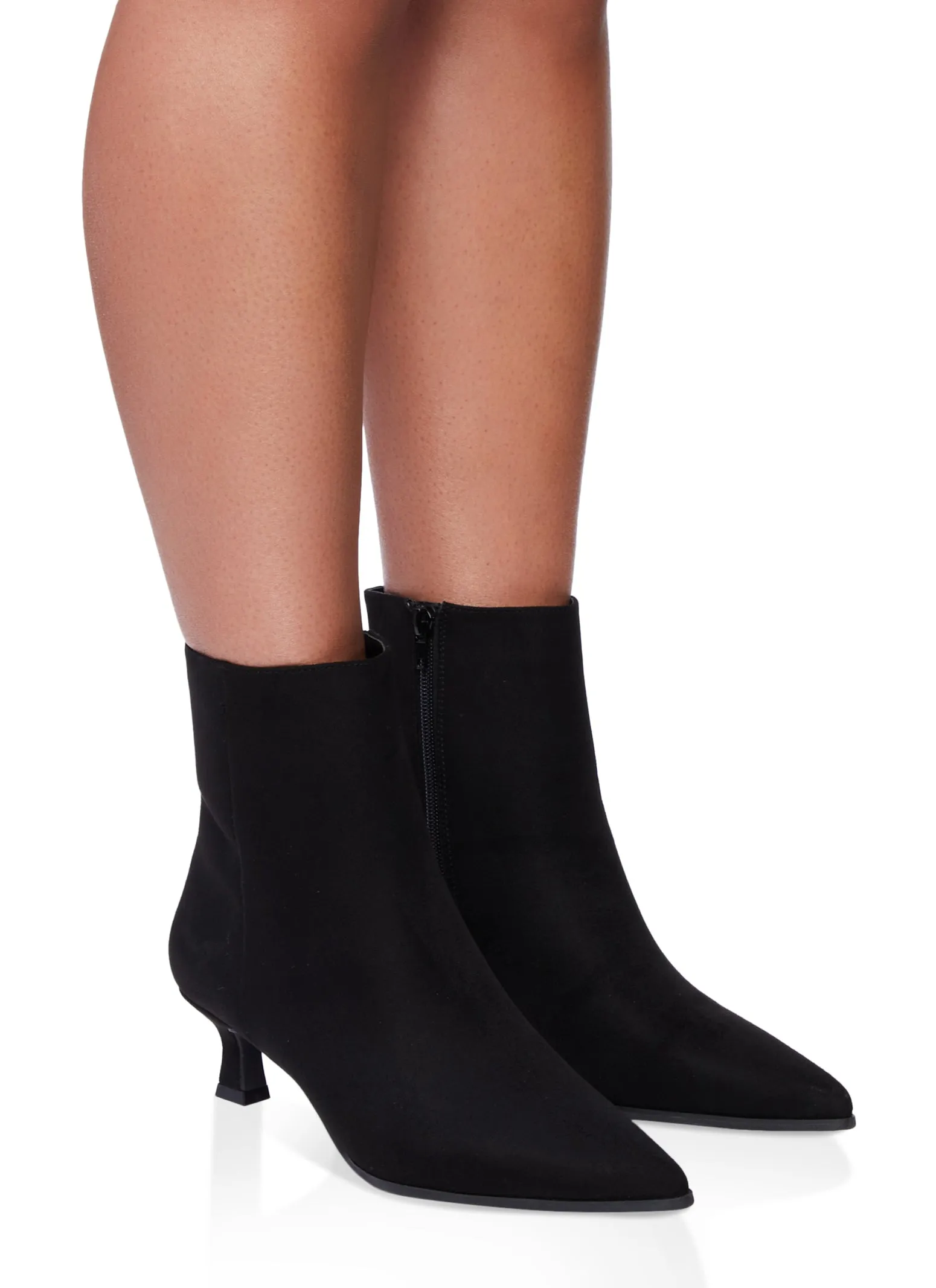 Pointed Toe Side Zip Kitten Heel Booties sold by Rainbow product image thumbnail 2