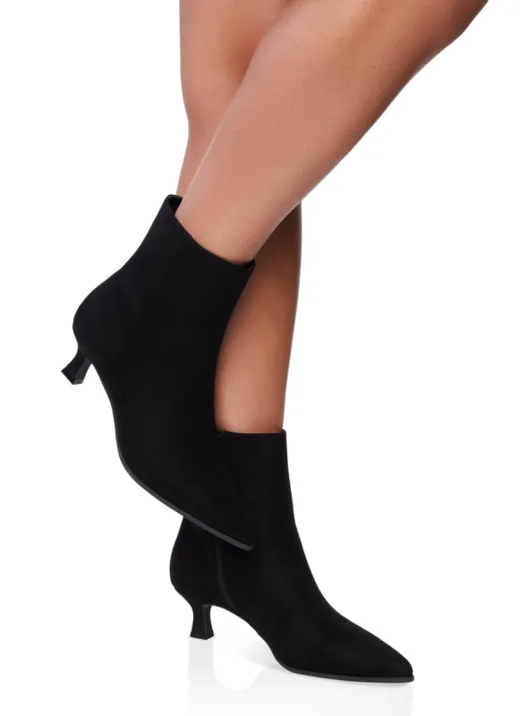 Pointed Toe Side Zip Kitten Heel Booties sold by Rainbow