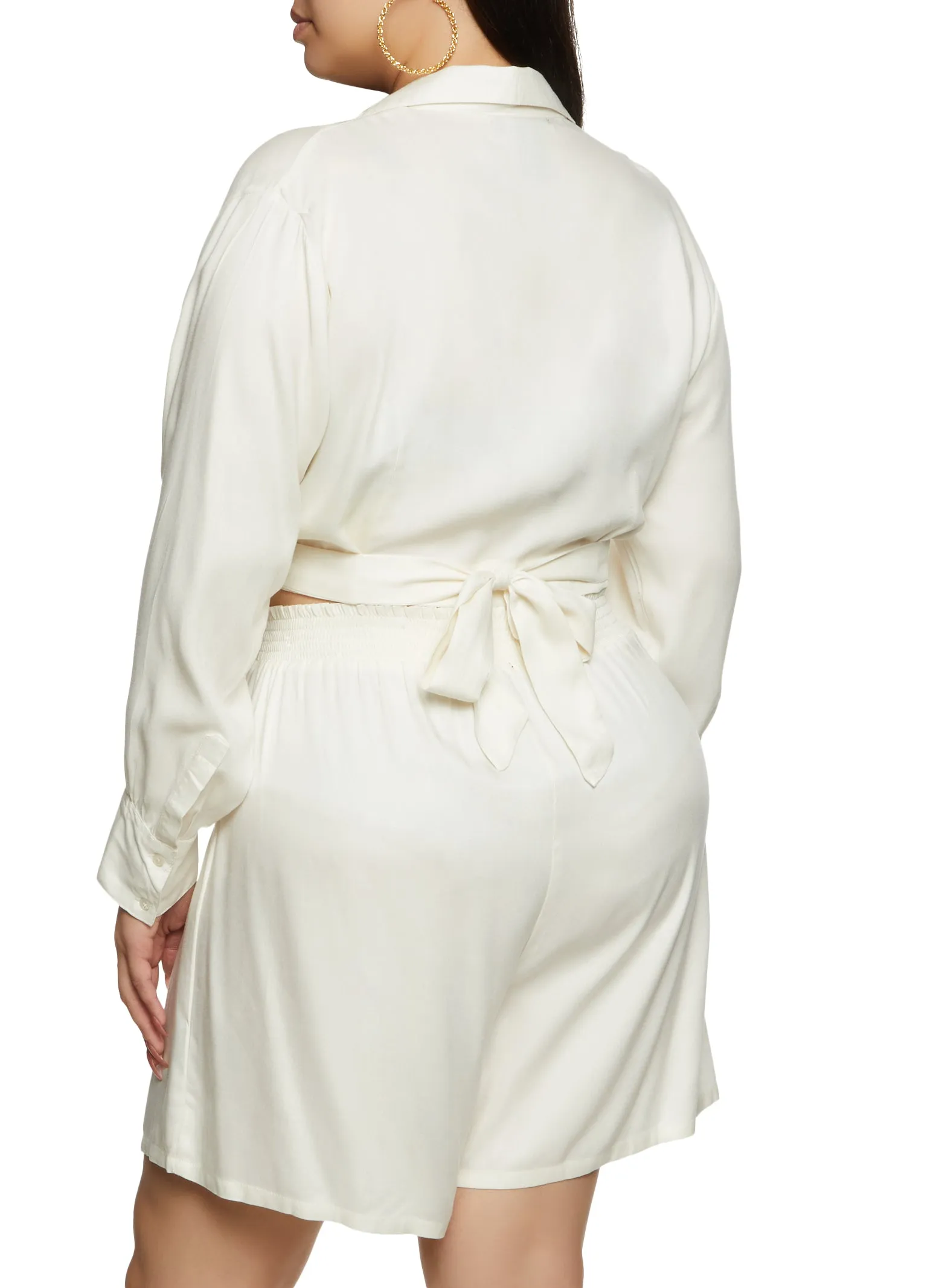 Plus Size Tie Back Long Sleeve Blouse sold by Rainbow product image thumbnail 3