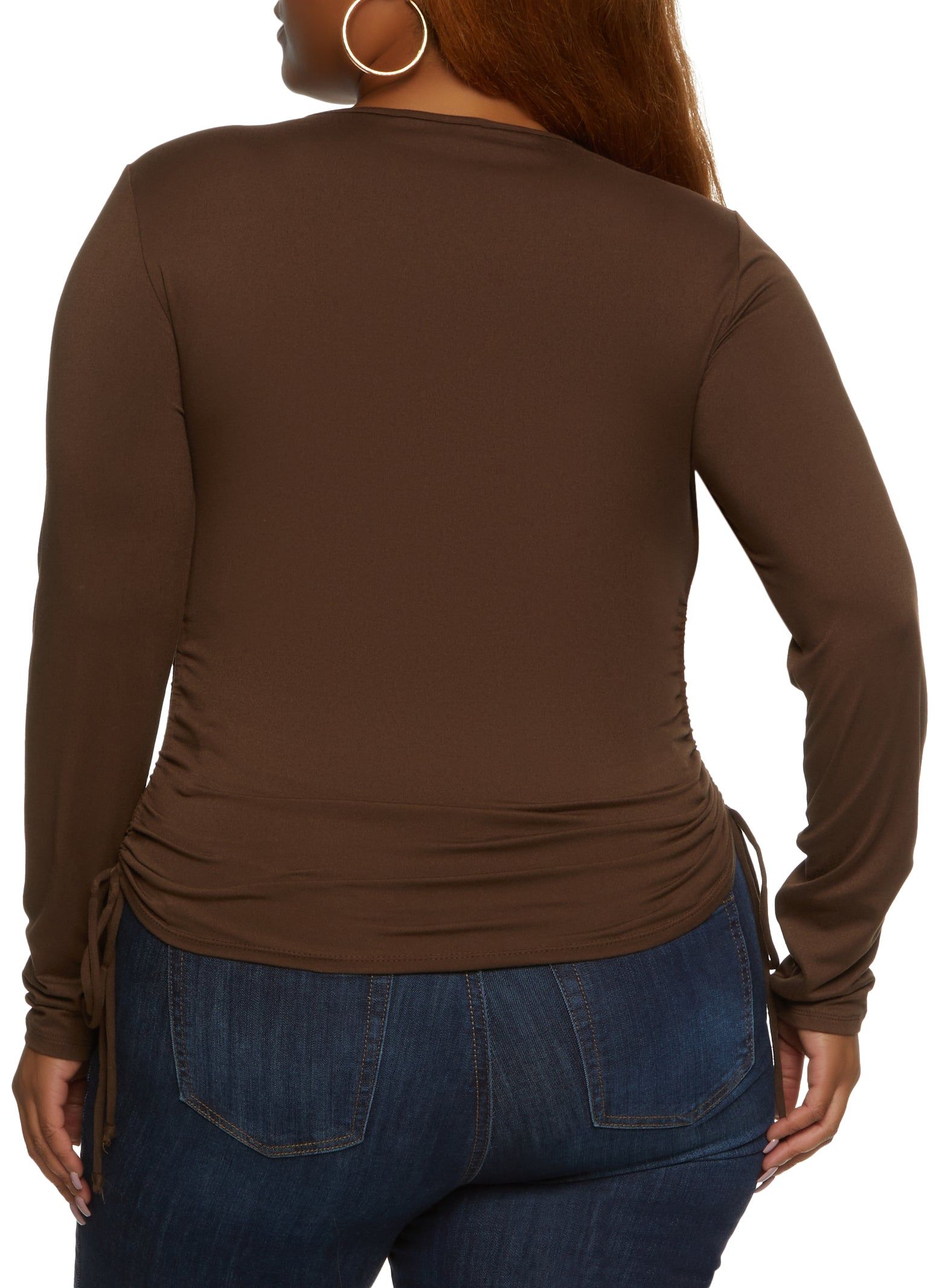 Plus Size Crew Neck Long Sleeve Ruched Top sold by Rainbow product image thumbnail 2