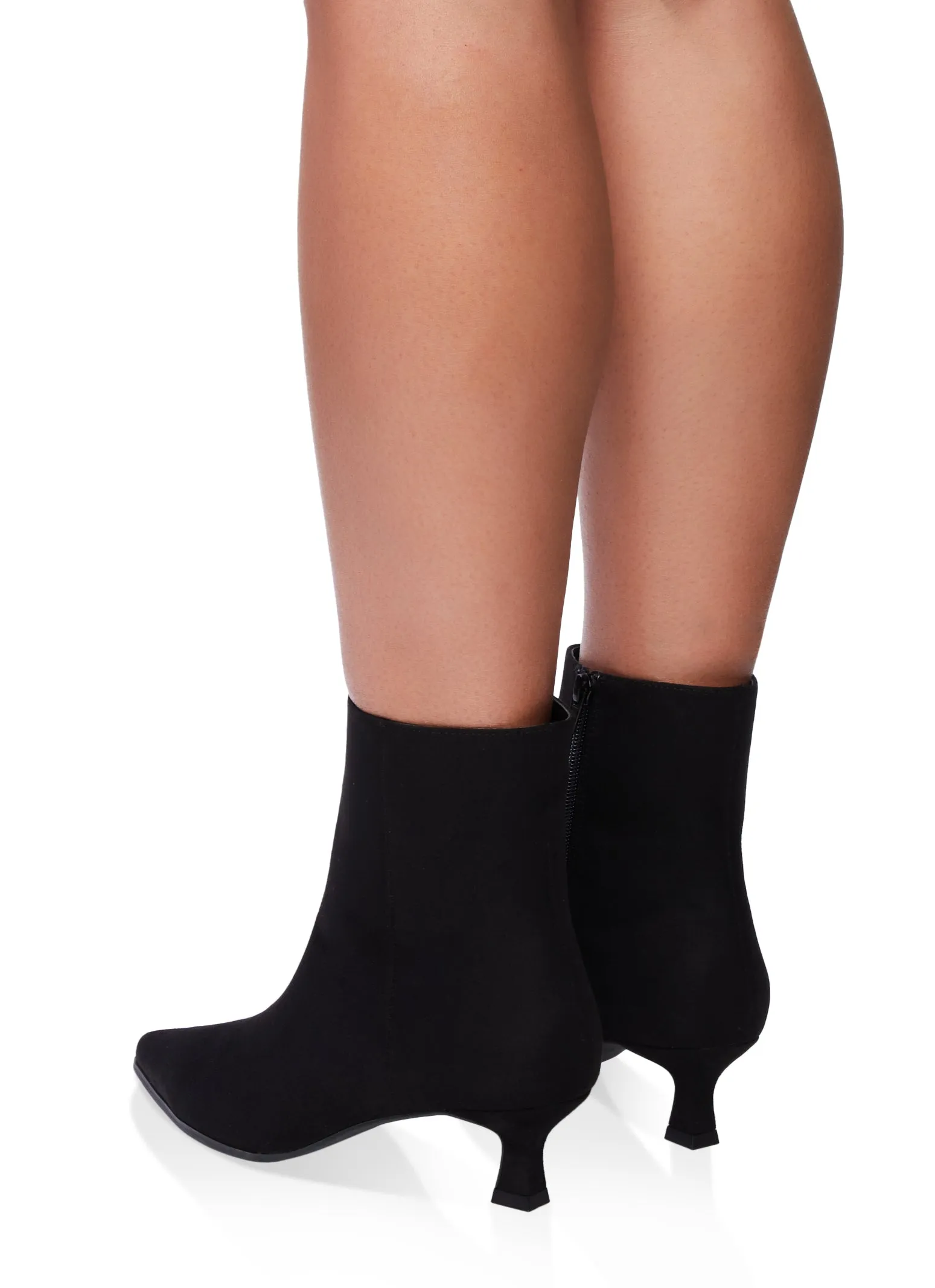 Pointed Toe Side Zip Kitten Heel Booties sold by Rainbow product image thumbnail 3