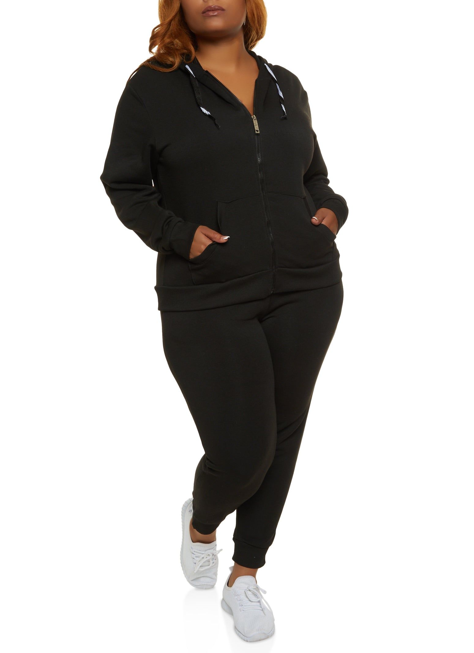 Plus Size Fleece Zip Front Hoodie sold by Rainbow product image thumbnail 2
