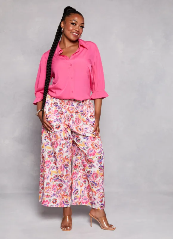 Plus Size Floral Print Palazzo Pants sold by Rainbow