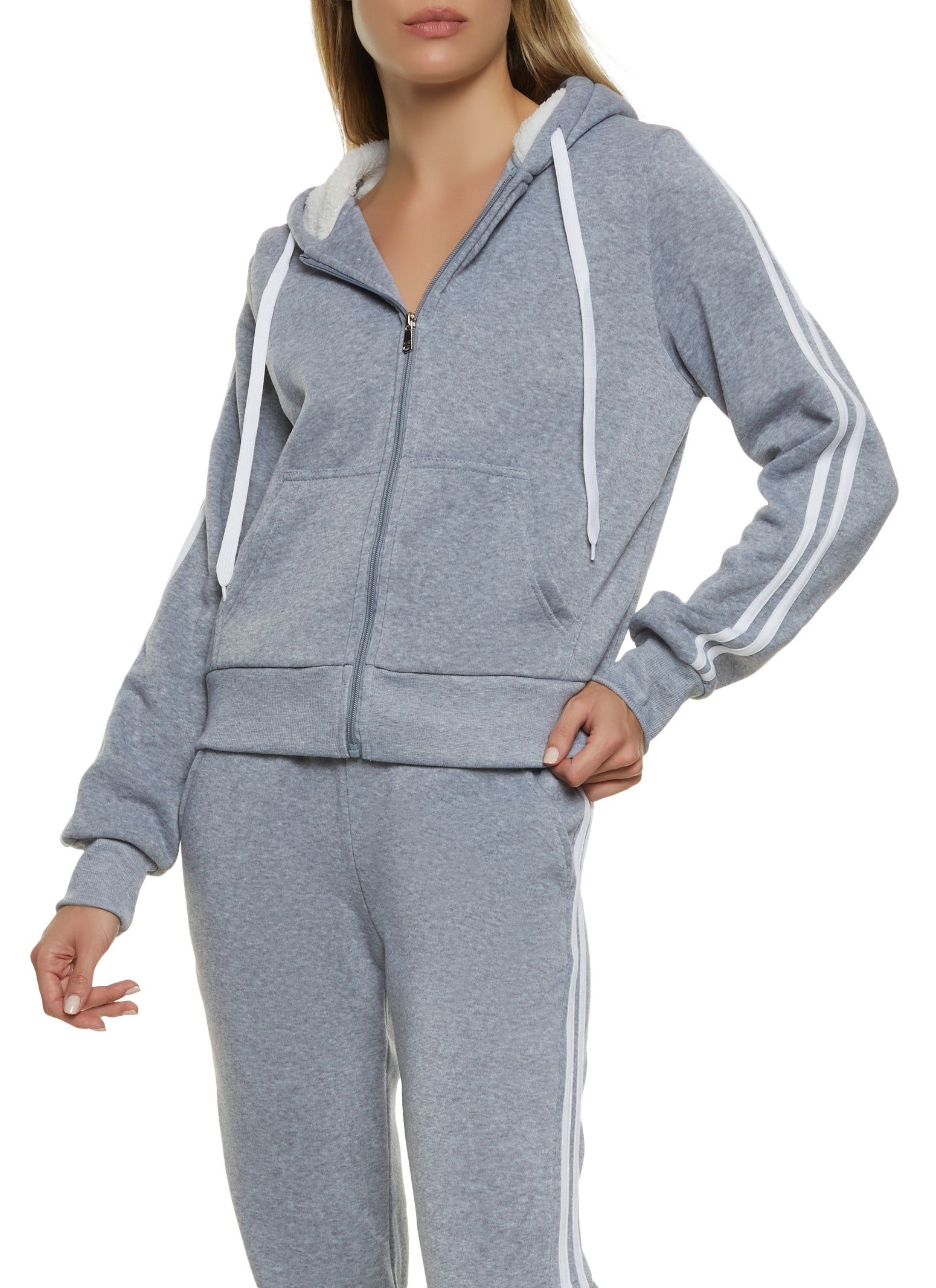 Varsity Stripe Zip Front Hoodie sold by Rainbow