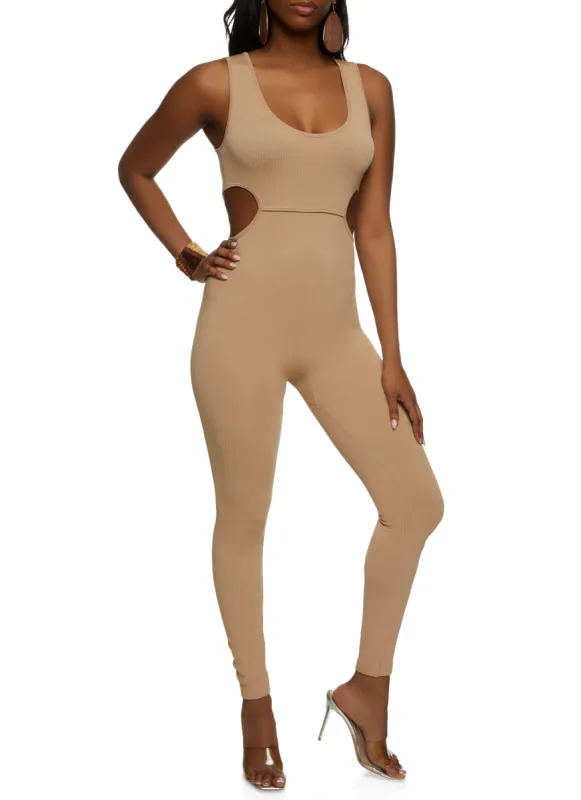 Scoop Neck Cut Out Tank Jumpsuit sold by Rainbow