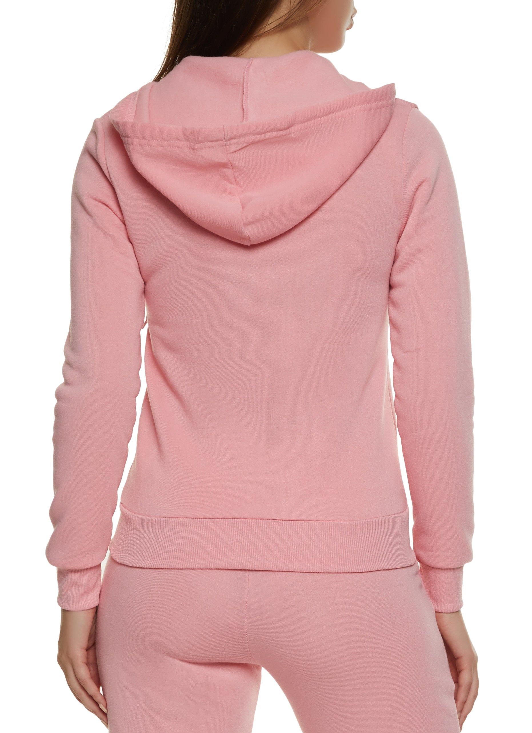 Solid Fleece Zip Front Hooded Sweatshirt sold by Rainbow product image thumbnail 3