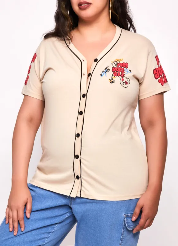 Plus Size Find Your Way Graffiti Graphic Baseball Tee sold by Rainbow