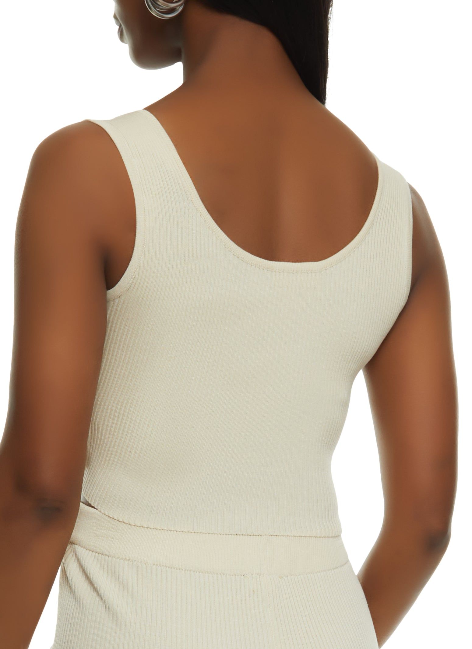 Ribbed Snap Button Detail Tie Front Tank Top sold by Rainbow product image thumbnail 2