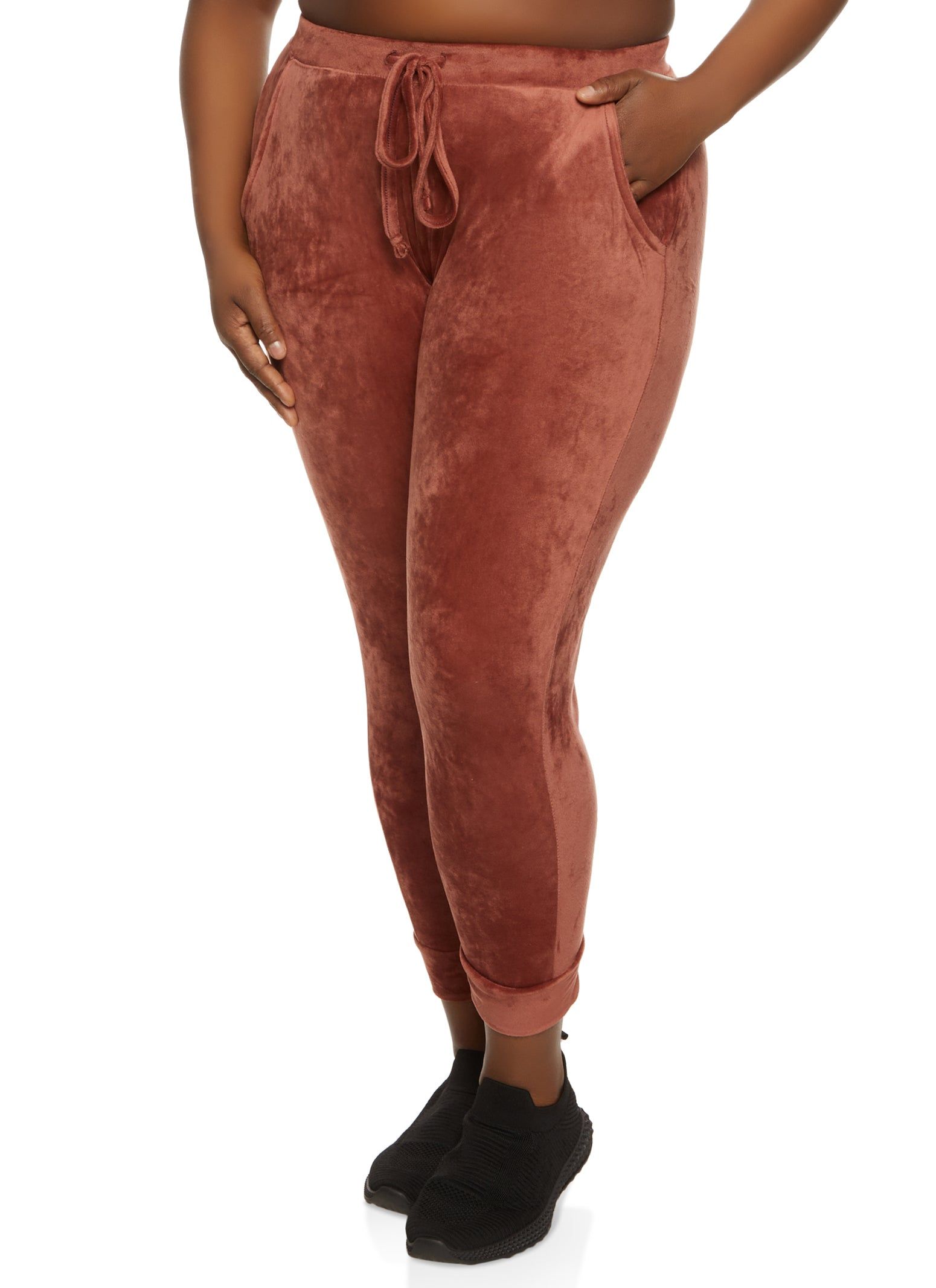 Plus Size Velour High Waisted Joggers sold by Rainbow