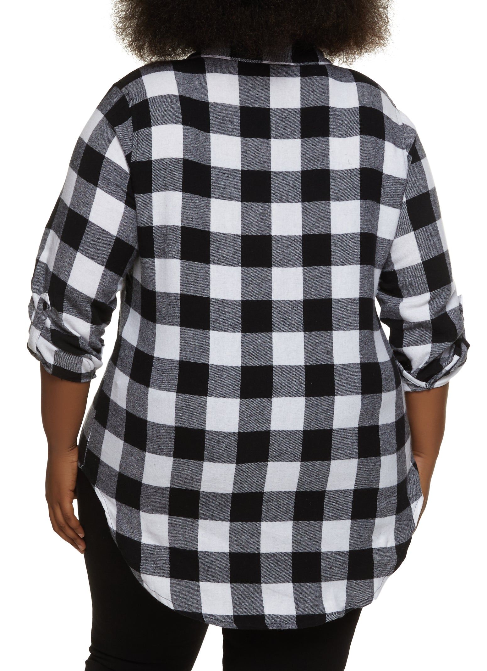 Plus Size Plaid Tabbed Sleeve Flannel Shirt sold by Rainbow product image thumbnail 2