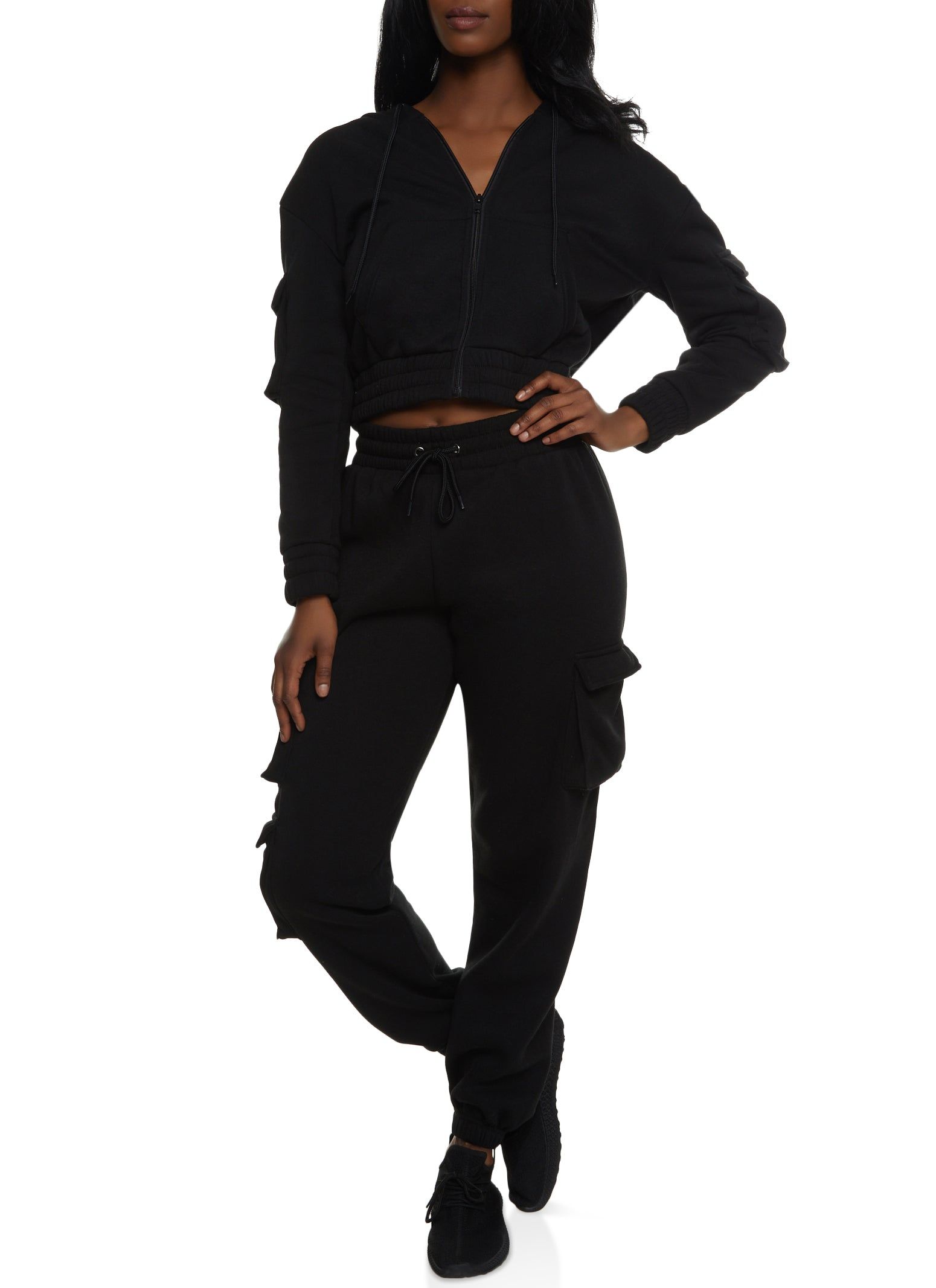 Fleece Zip Front Cargo Pocket Hoodie sold by Rainbow product image thumbnail 2