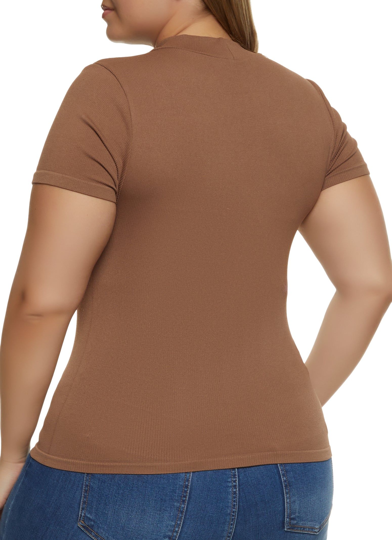 Plus Size Seamless Mock Neck Short Sleeve Tee sold by Rainbow product image thumbnail 2