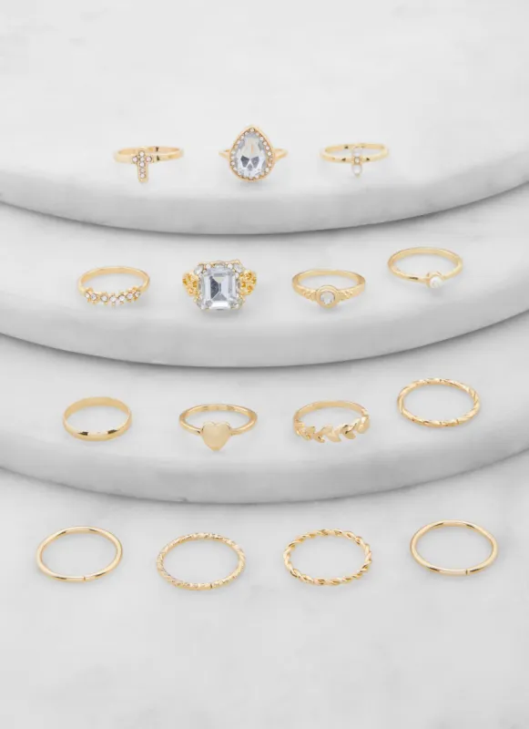 Assorted Metallic Gemstone Rings Set of 15 sold by Rainbow