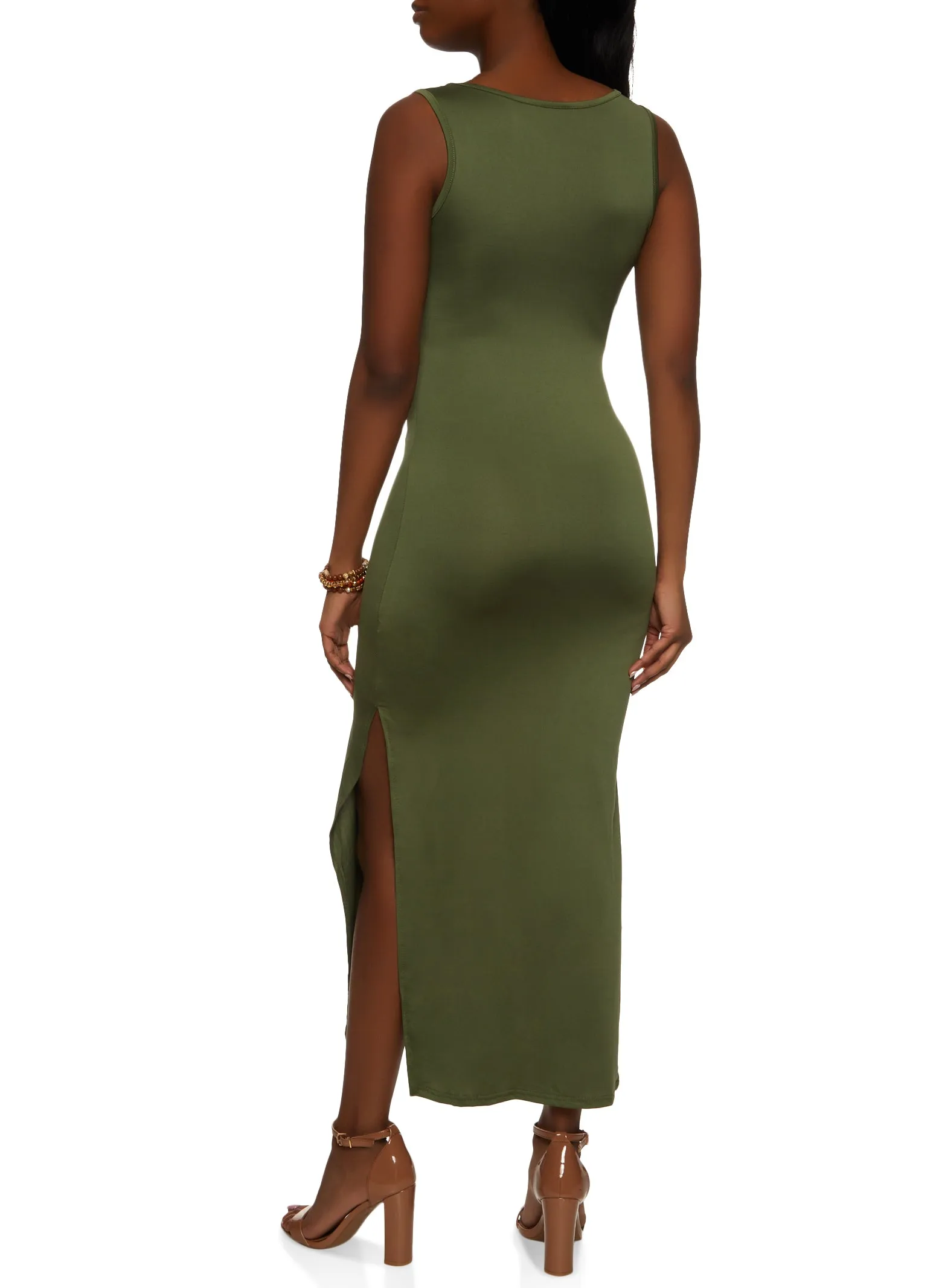 Scoop Neck Side Slit Maxi Tank Dress sold by Rainbow product image thumbnail 3