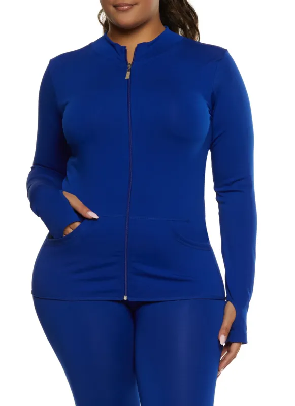 Plus Size Mock Neck Zip Up Sweatshirt sold by Rainbow