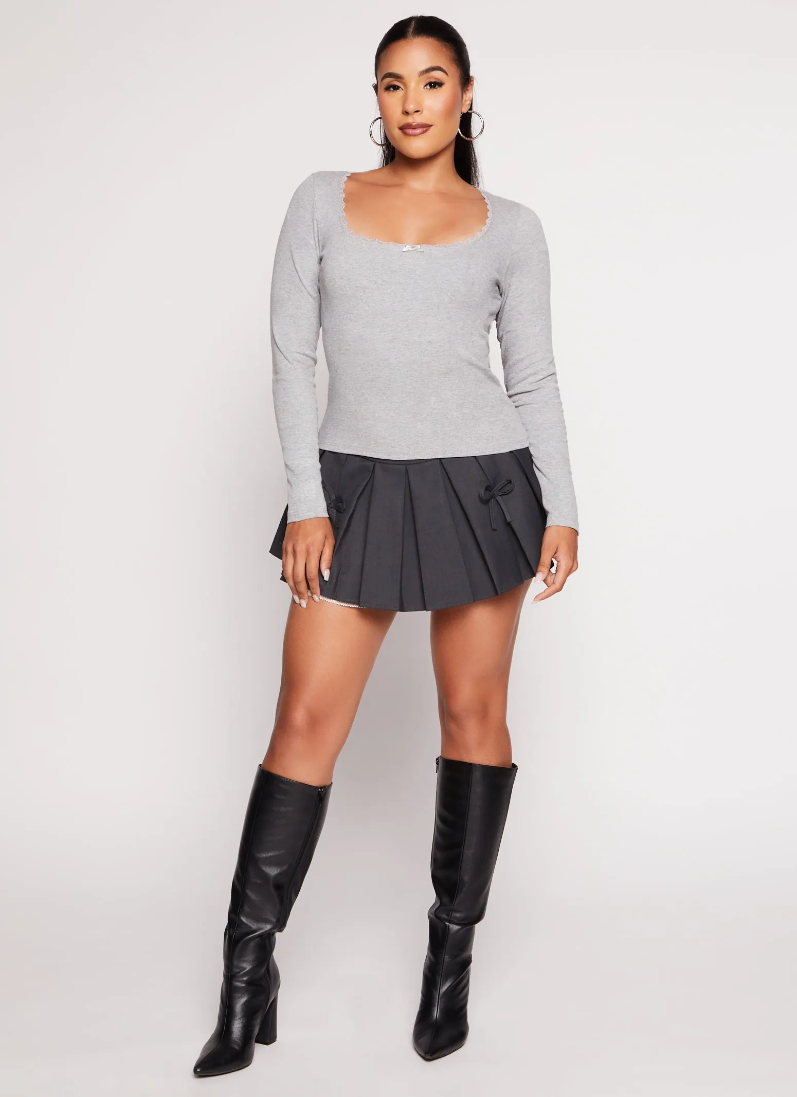 Lace Trim Scoop Neck Long Sleeve Top sold by Rainbow product image thumbnail 2