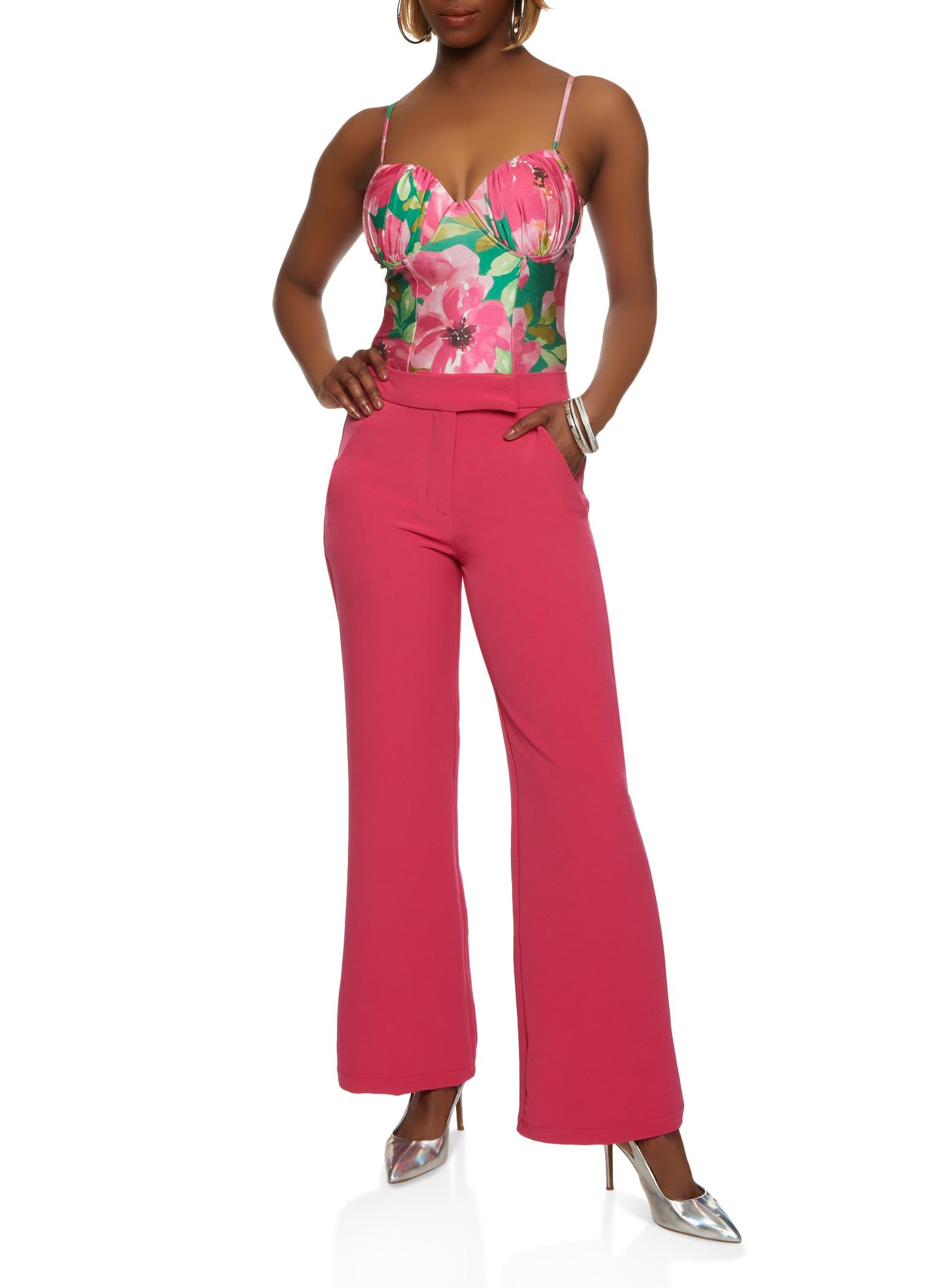 Crepe Knit High Waist Wide Leg Dress Pants sold by Rainbow