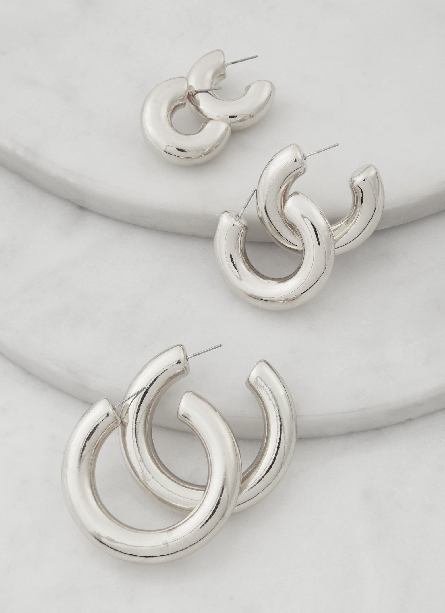 Chunky Metallic Hoop Earring Trio sold by Rainbow product image thumbnail 2