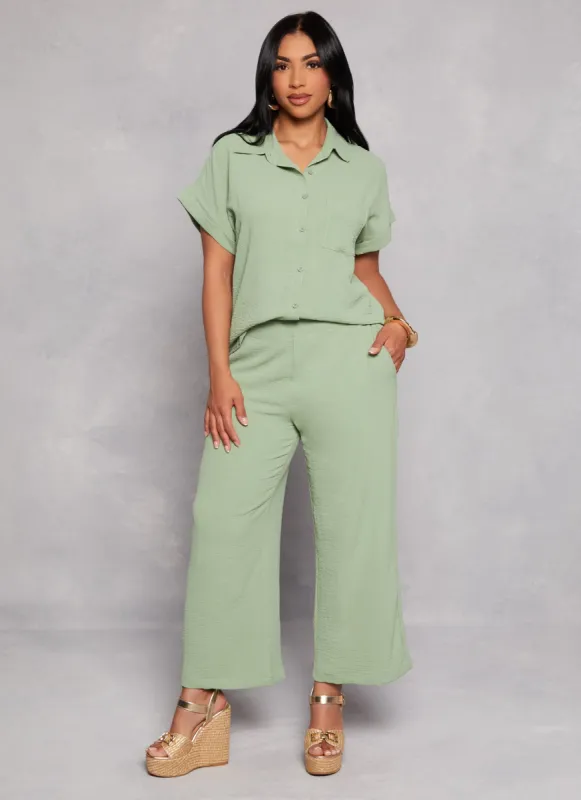 Gauze Knit High Waist Ankle Pants sold by Rainbow