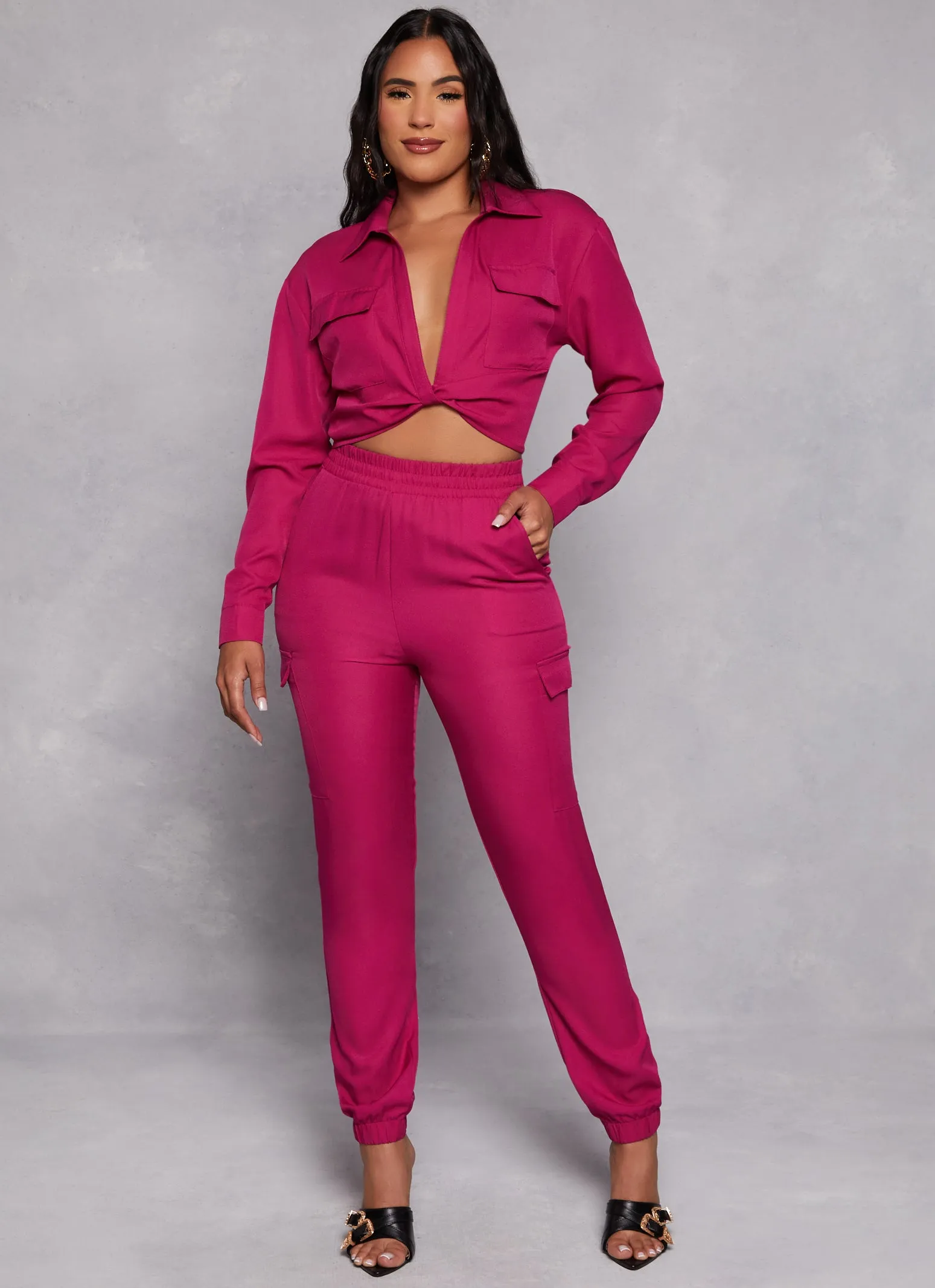 Crepe Knit Twist Front Pocket Detail Shirt sold by Rainbow product image thumbnail 2