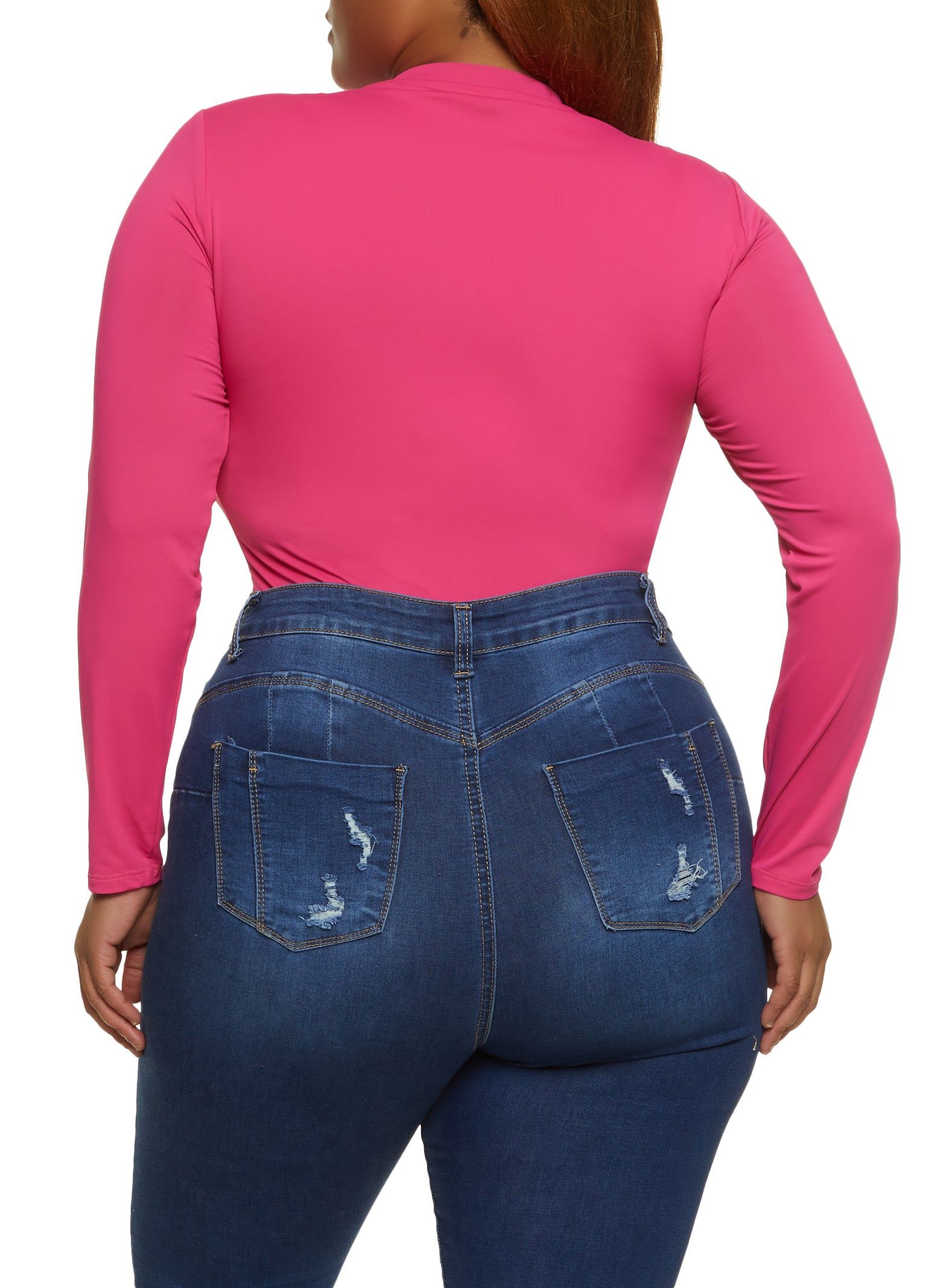 Plus Size Solid Long Sleeve Bodysuit sold by Rainbow product image thumbnail 3