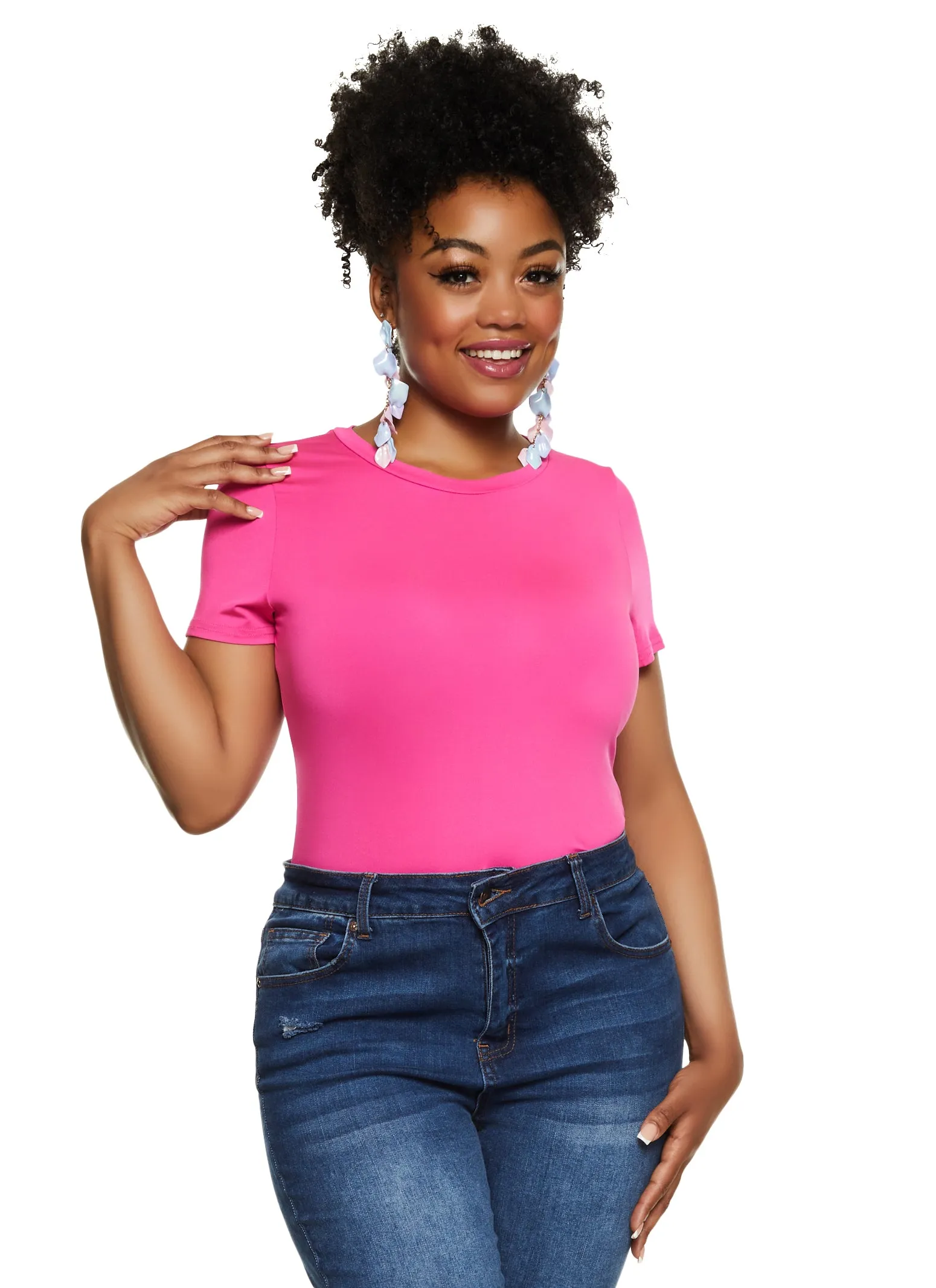 Plus Size Basic Crew Neck Bodysuit sold by Rainbow product image thumbnail 2