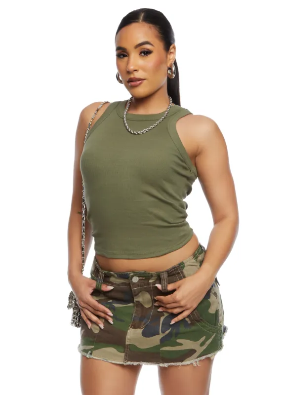 Almost Famous Camo Micro Mini Skirt sold by Rainbow