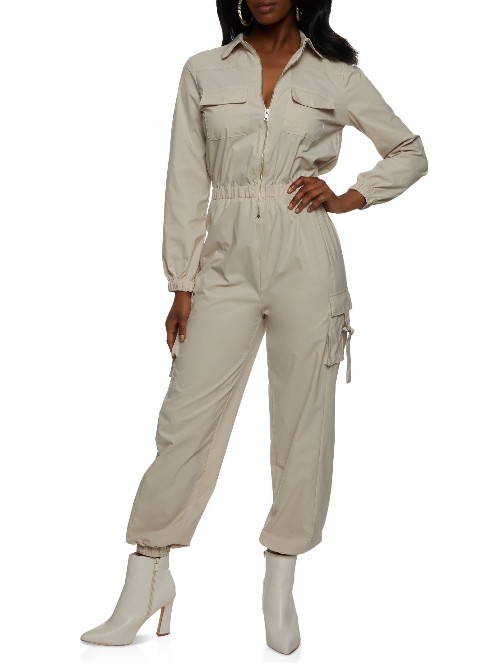 Long Sleeve Cargo Jumpsuit sold by Rainbow