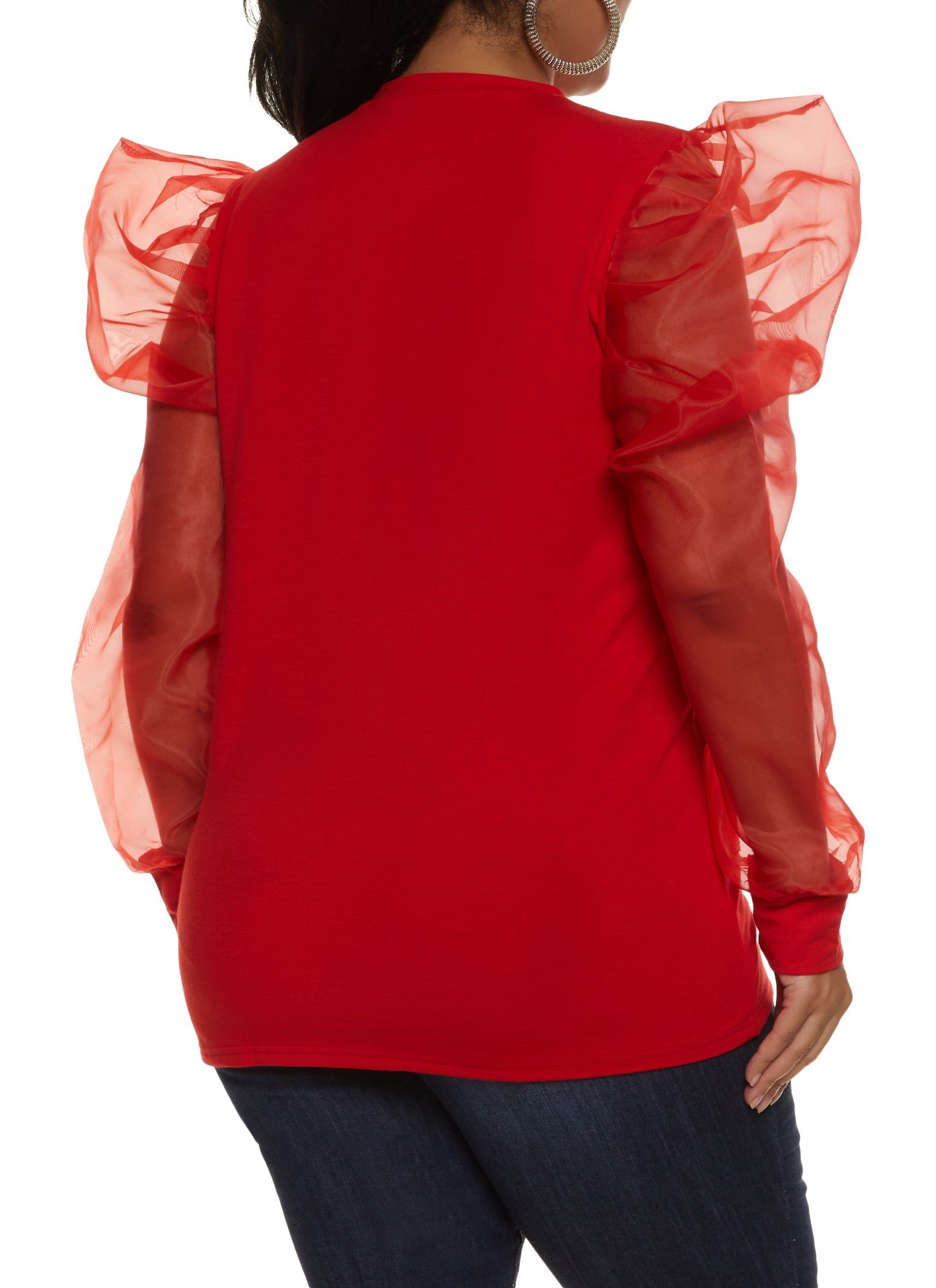 Plus Size Organza Puff Sleeve Graphic Top sold by Rainbow product image thumbnail 2