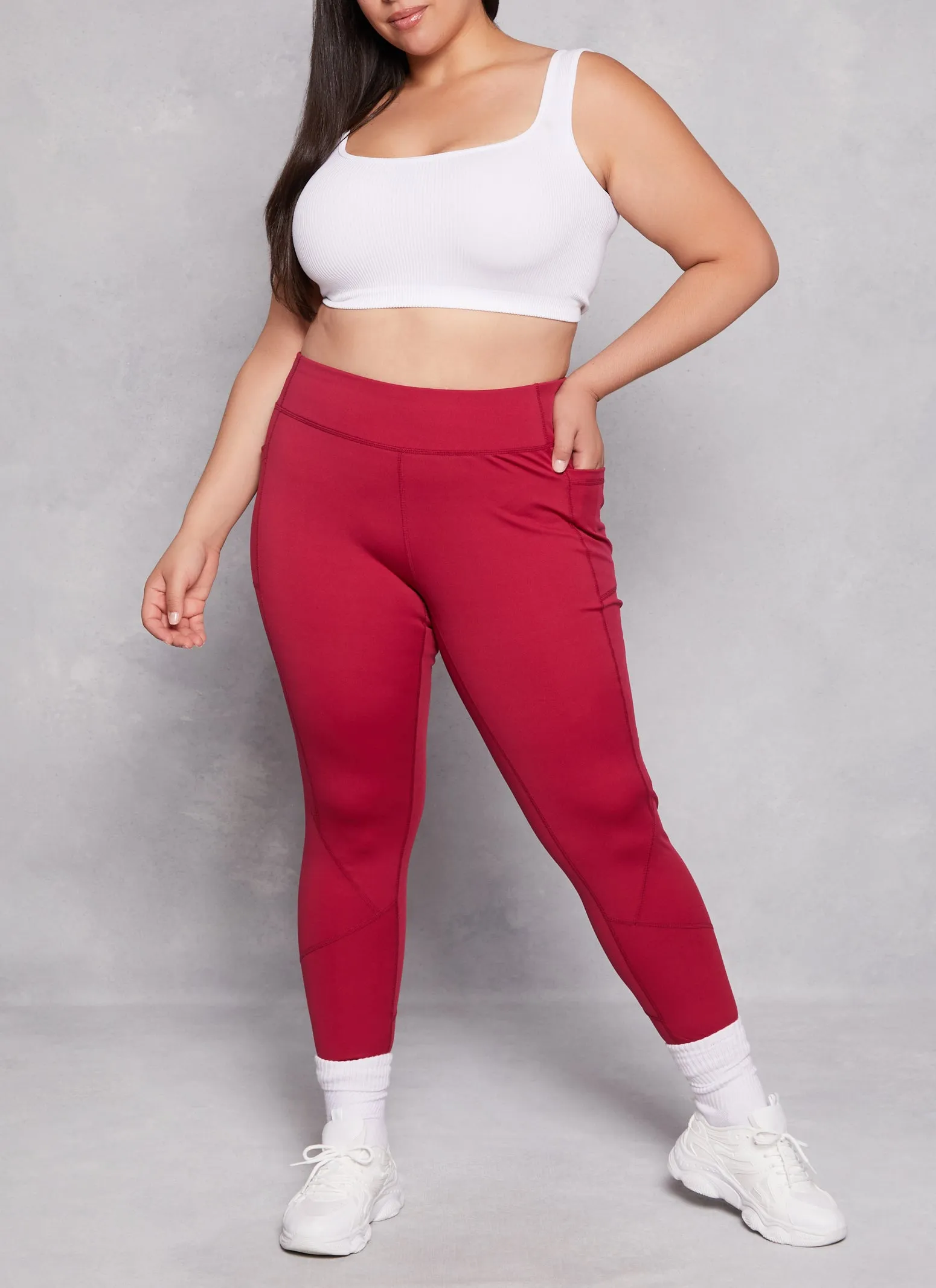 Plus Size Side Pocket High Waist Leggings sold by Rainbow