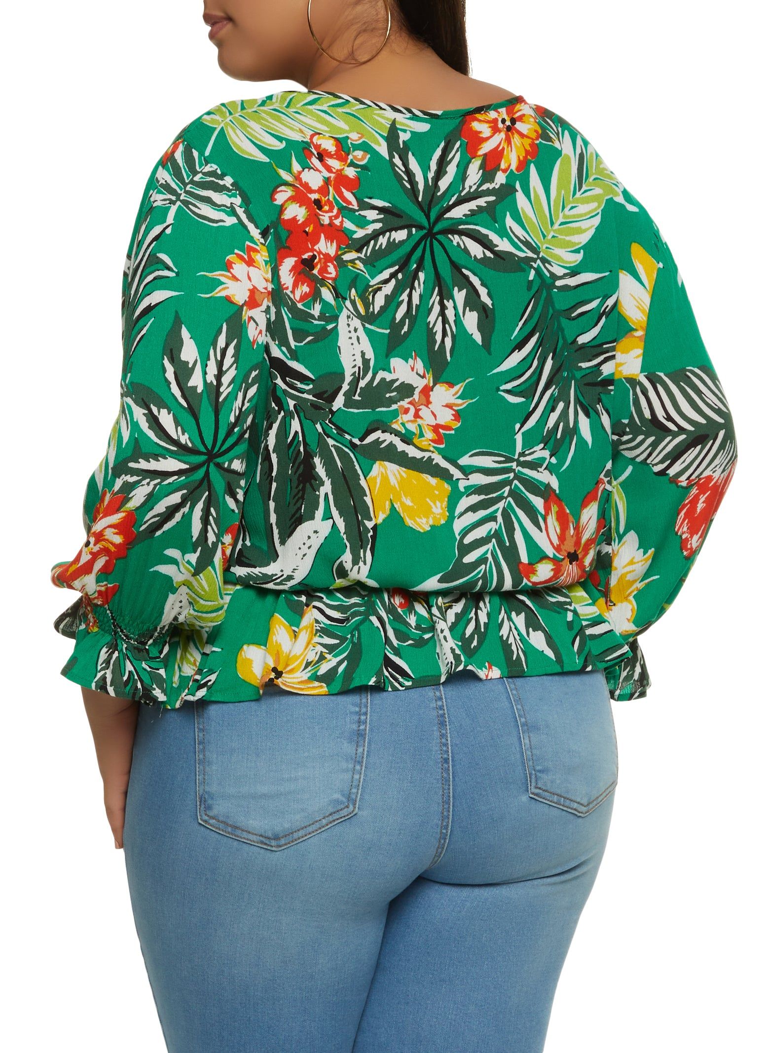 Plus Size Floral Print Smocked Wrap Top sold by Rainbow product image thumbnail 2