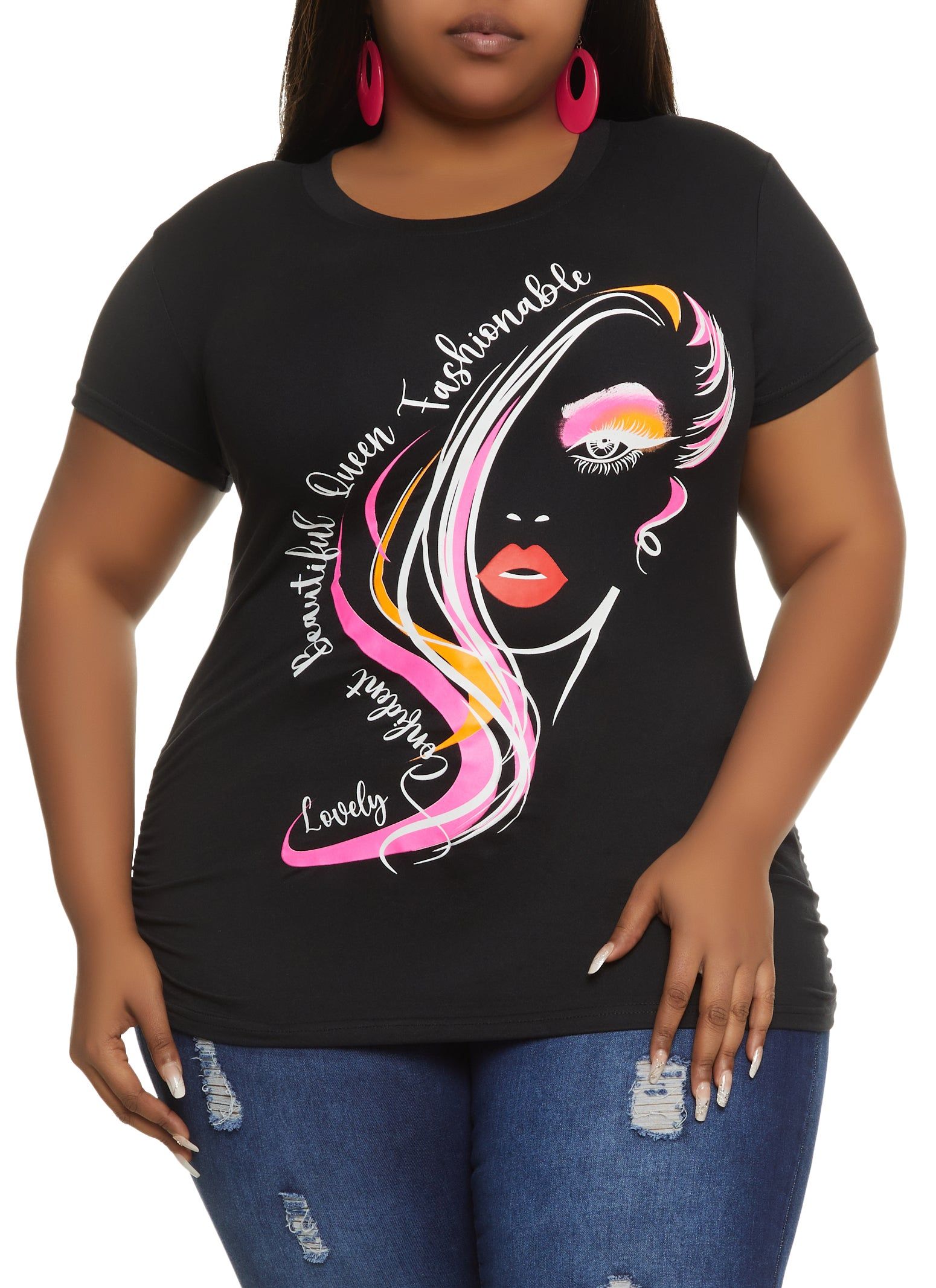 Plus Size Beautiful Queen Ruched Graphic Tee sold by Rainbow