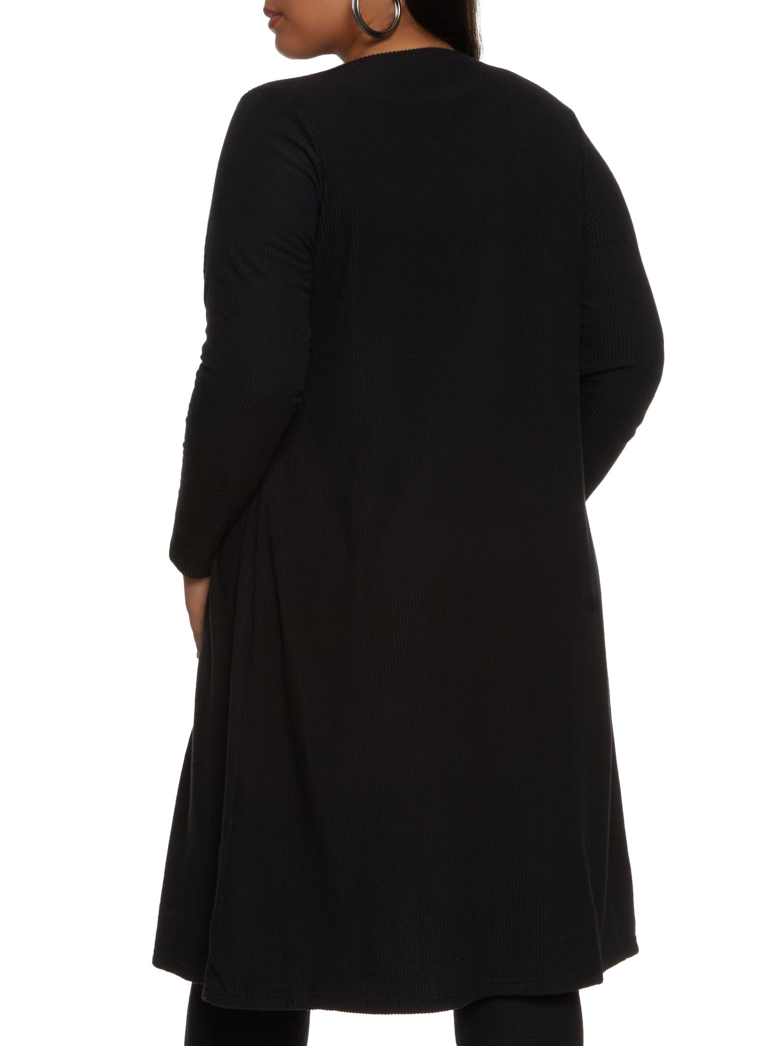 Plus Size Solid Brushed Ribbed Knit Duster sold by Rainbow product image thumbnail 3
