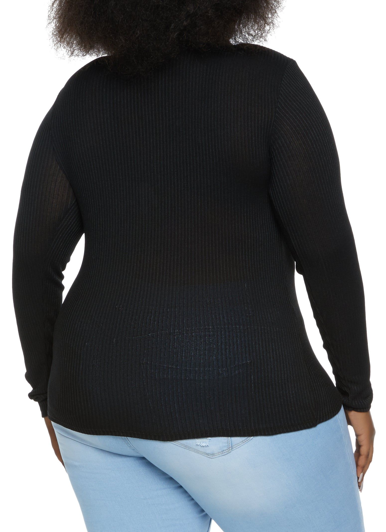Plus Size Ribbed Knit Half Zip Top sold by Rainbow product image thumbnail 2