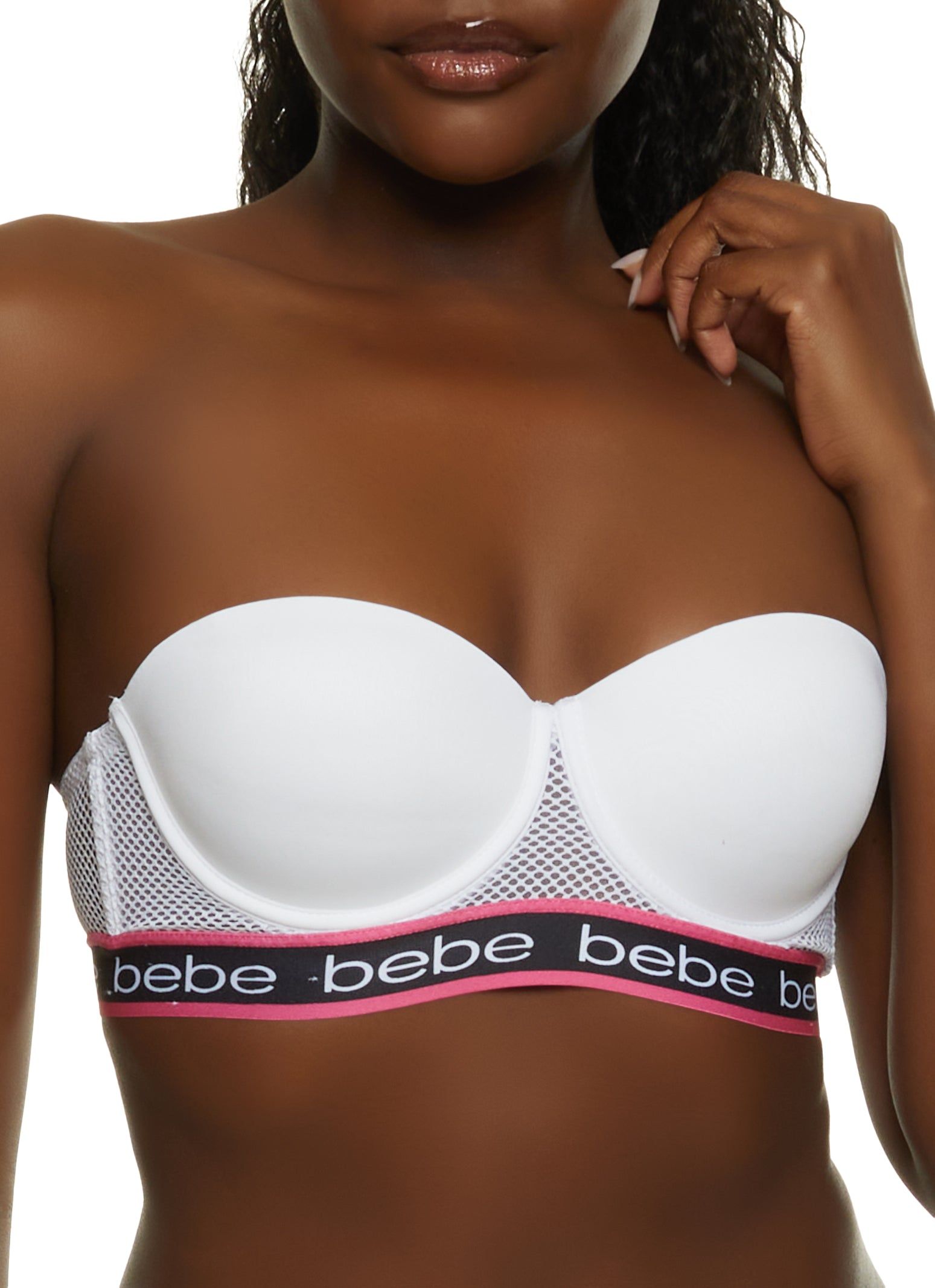 Bebe Fishnet Detail Balconette Bra | Converts to Strapless sold by Rainbow product image thumbnail 2