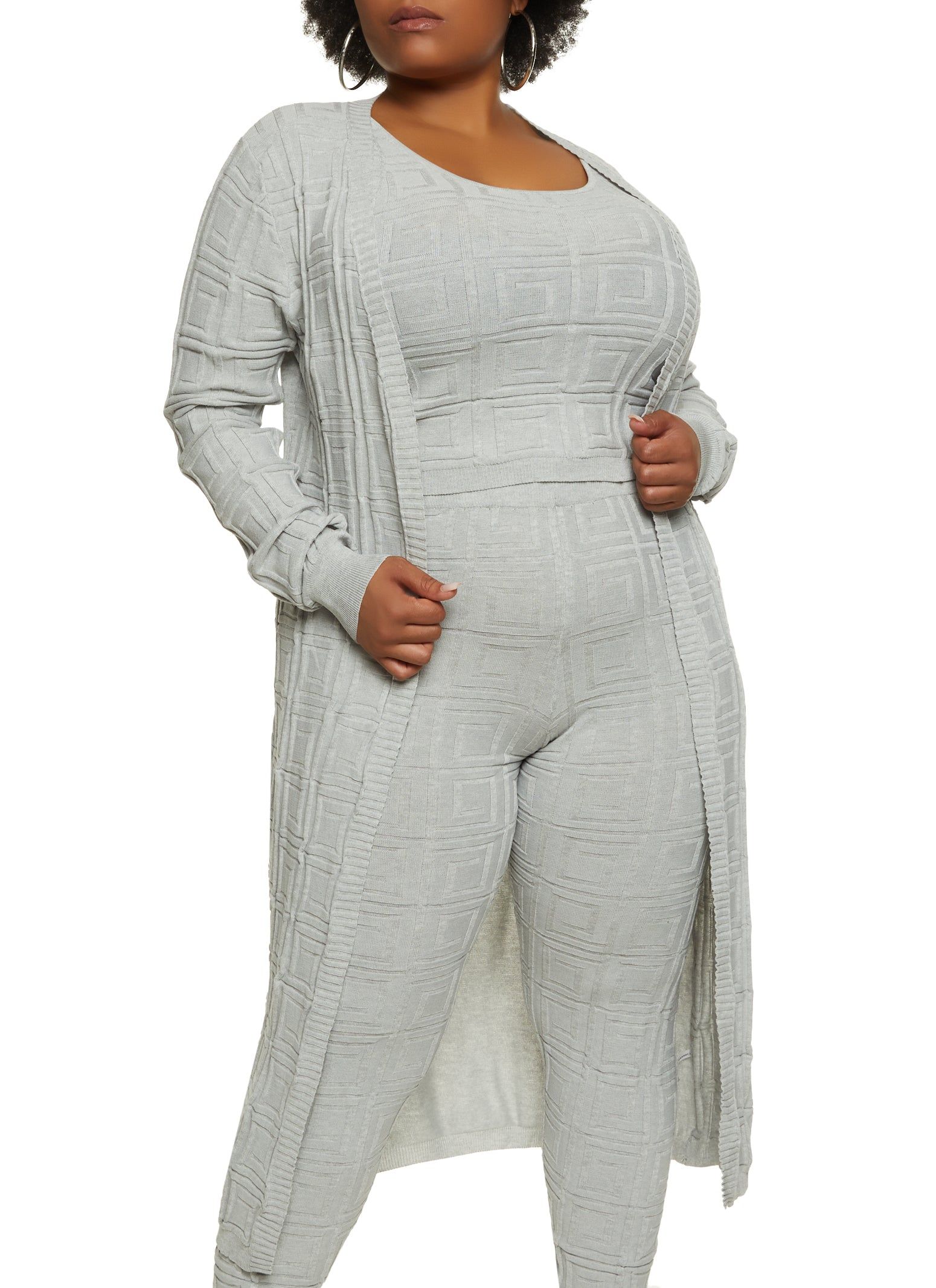 Plus Size Geo Knit Duster sold by Rainbow