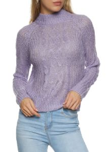 Cable Knit Mock Neck Sweater sold by Rainbow