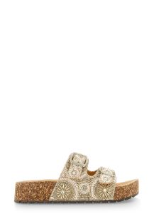 Embellished Double Band Platform Footbed Sandals sold by Rainbow