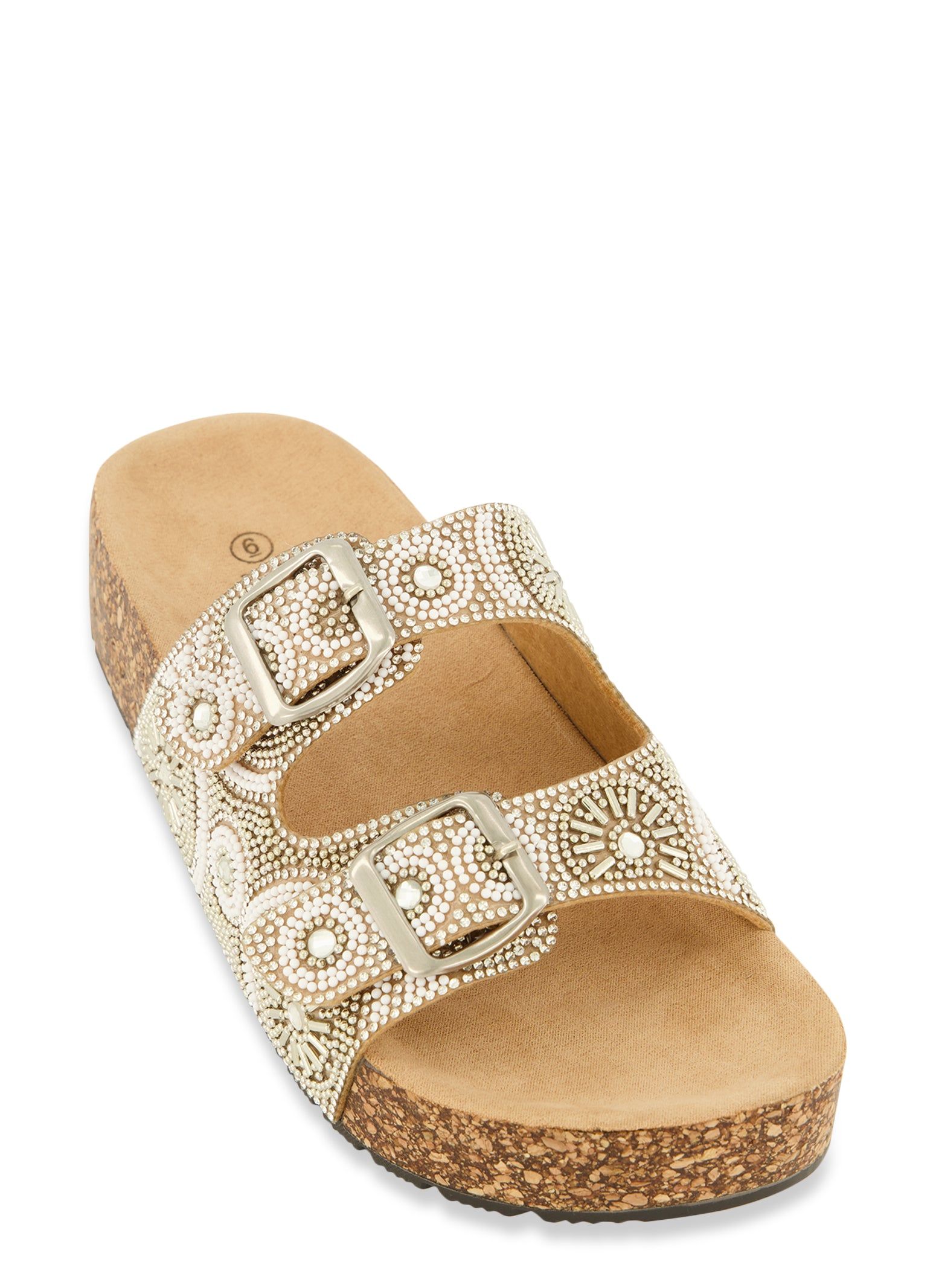 Embellished Double Band Platform Footbed Sandals sold by Rainbow