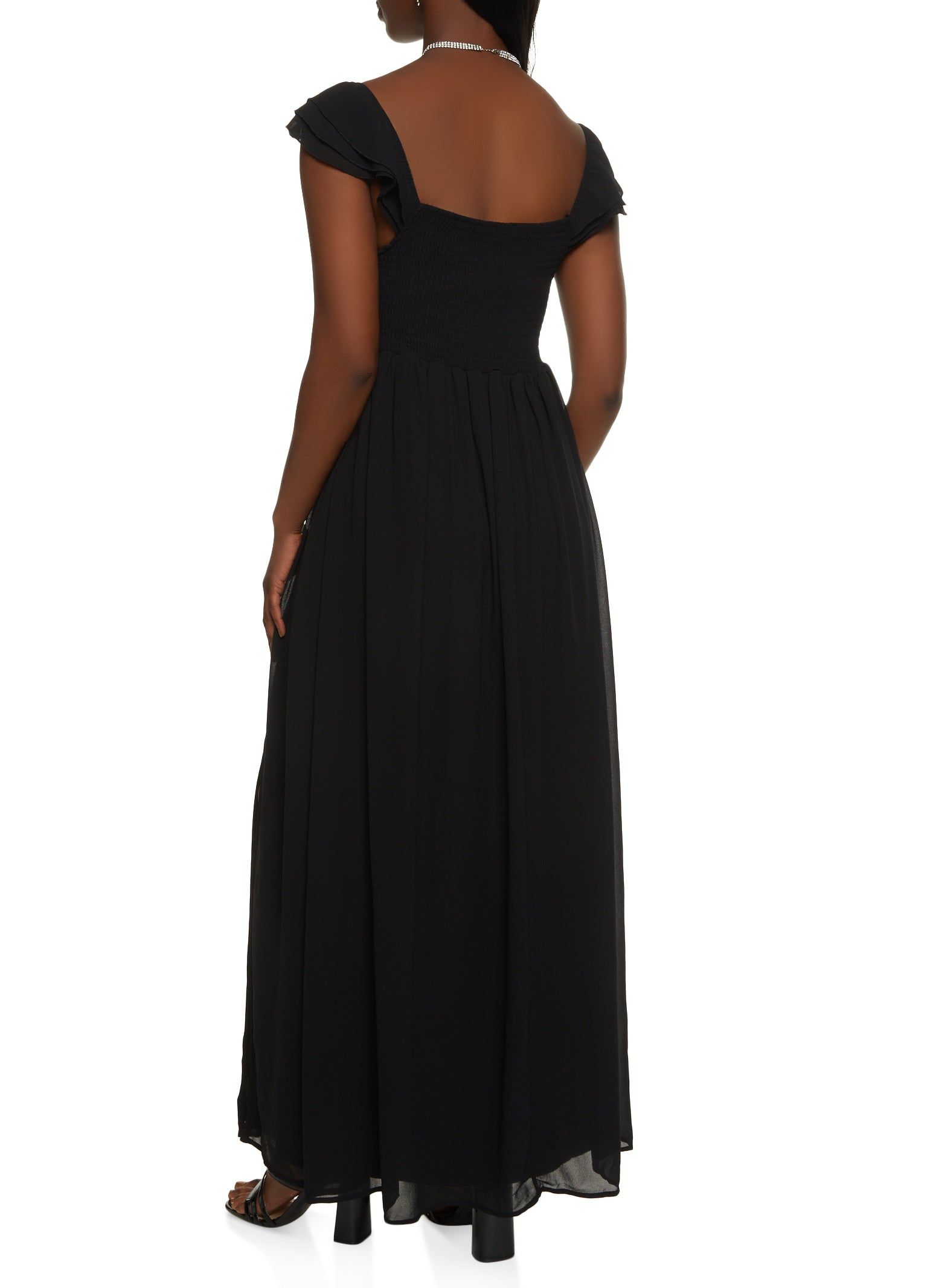 Flutter Sleeve Chiffon Maxi Dress sold by Rainbow product image thumbnail 3