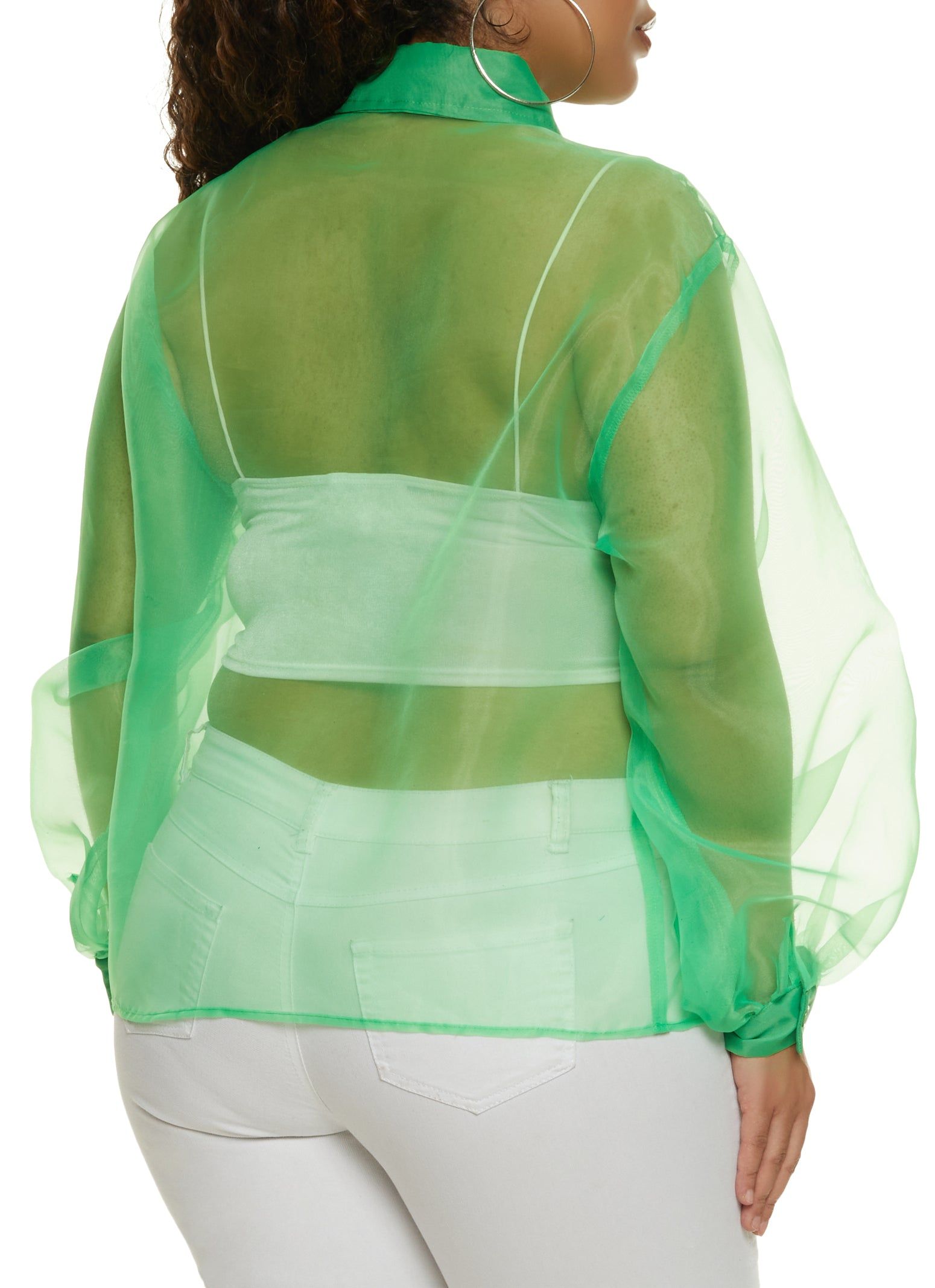Plus Size Organza Button Front Shirt sold by Rainbow product image thumbnail 2