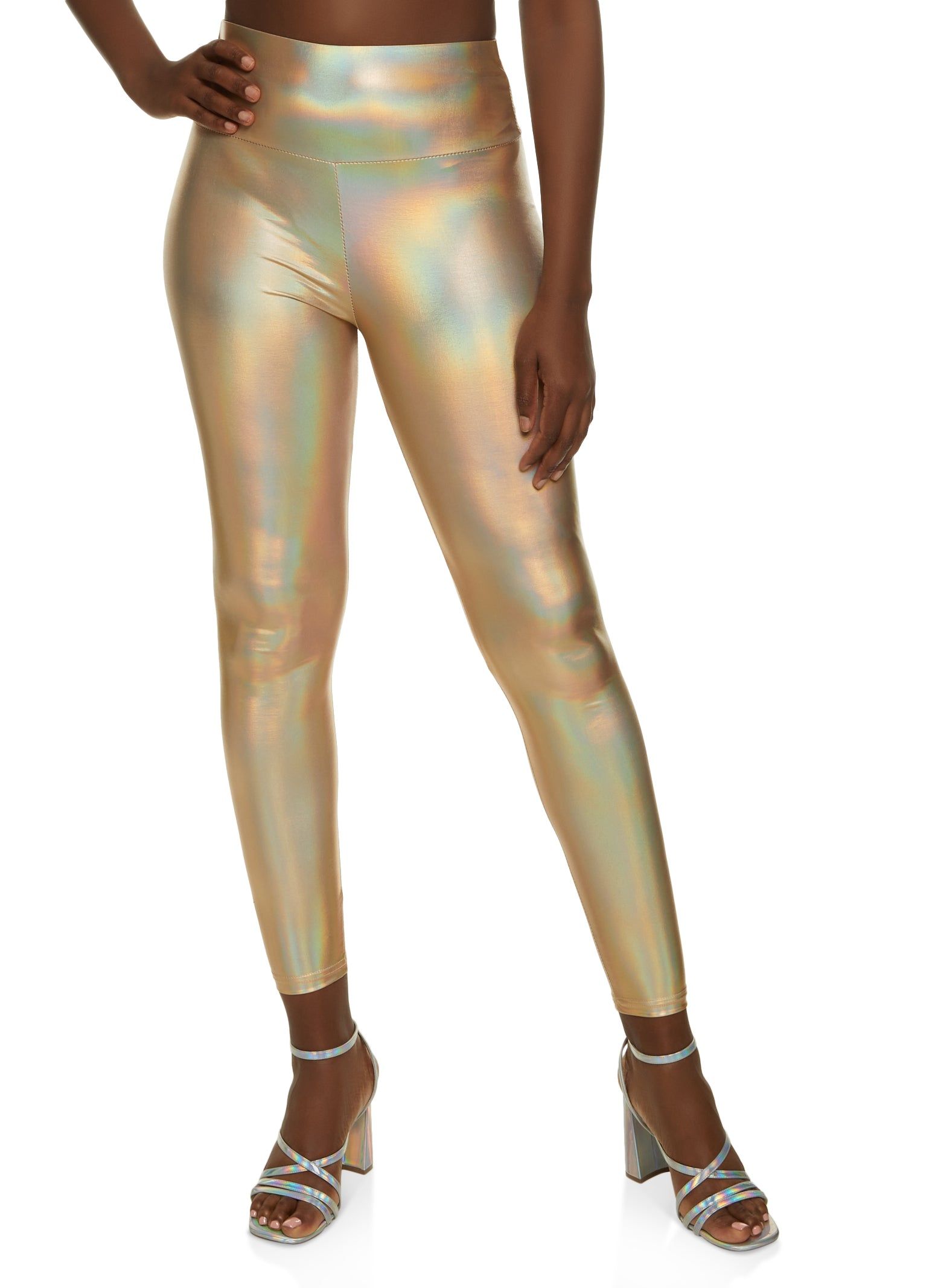 Metallic Wide Band Leggings sold by Rainbow