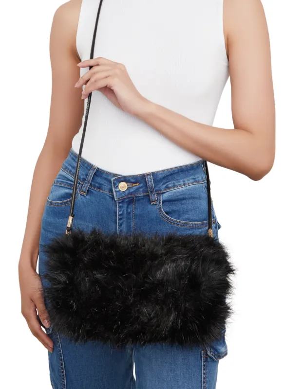 Faux Fur Zip Crossbody Bag sold by Rainbow