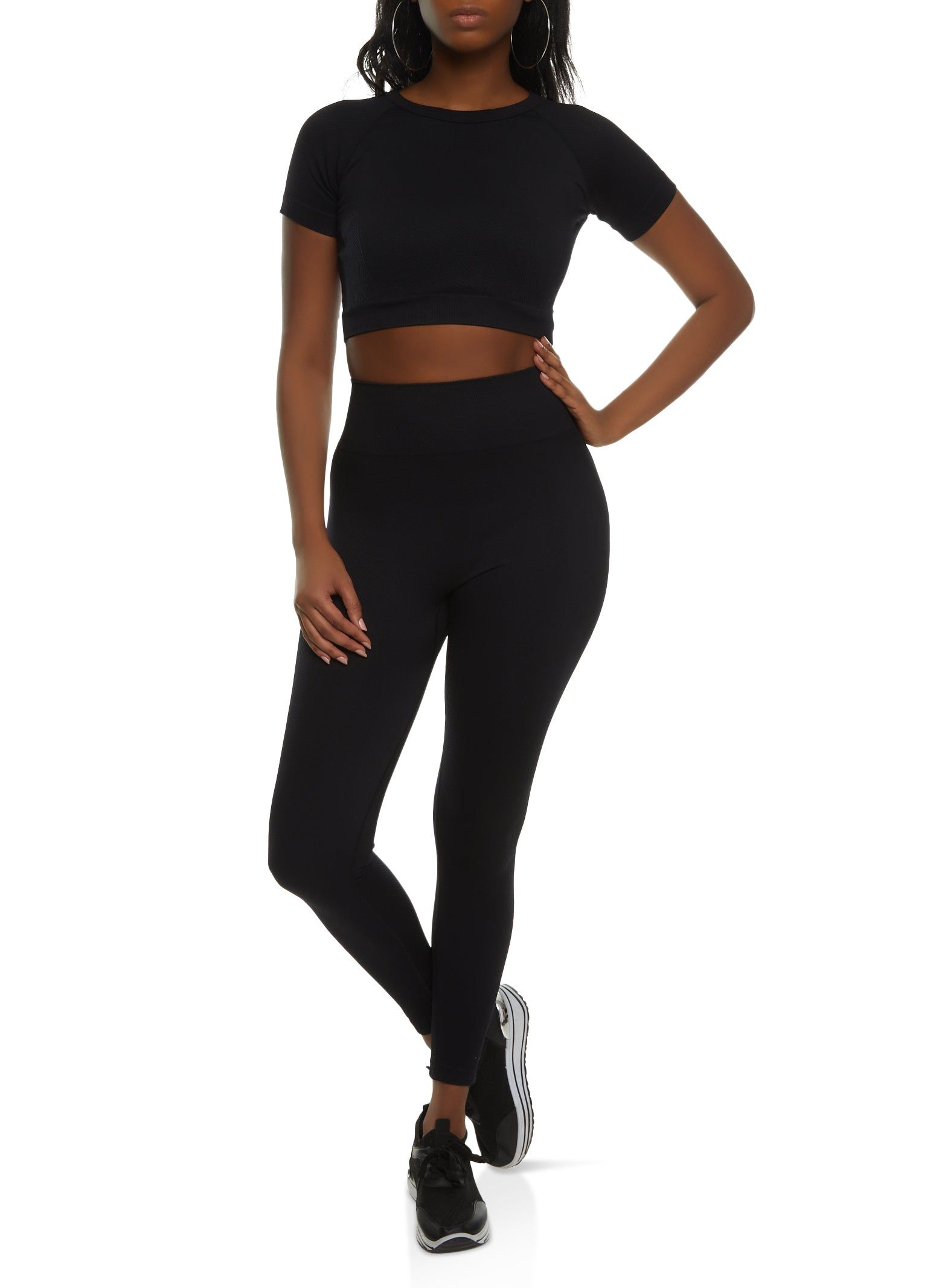 Seamless Textured Crew Neck Crop Top sold by Rainbow product image thumbnail 2