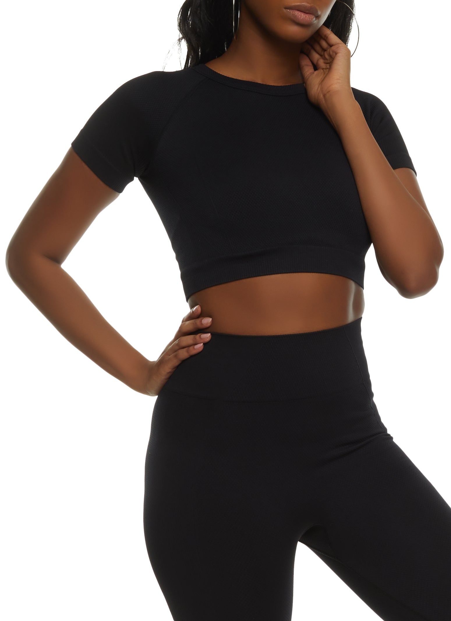 Seamless Textured Crew Neck Crop Top sold by Rainbow