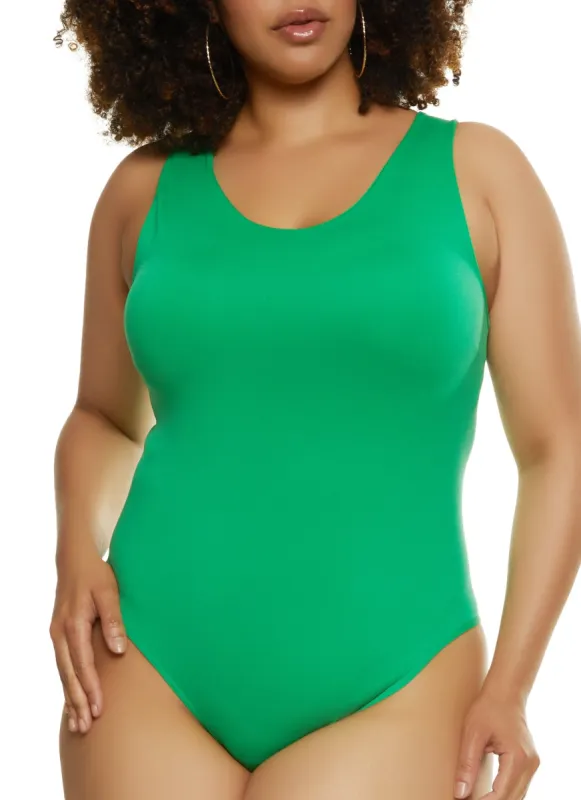 Plus Size Seamless Scoop Neck Bodysuit sold by Rainbow